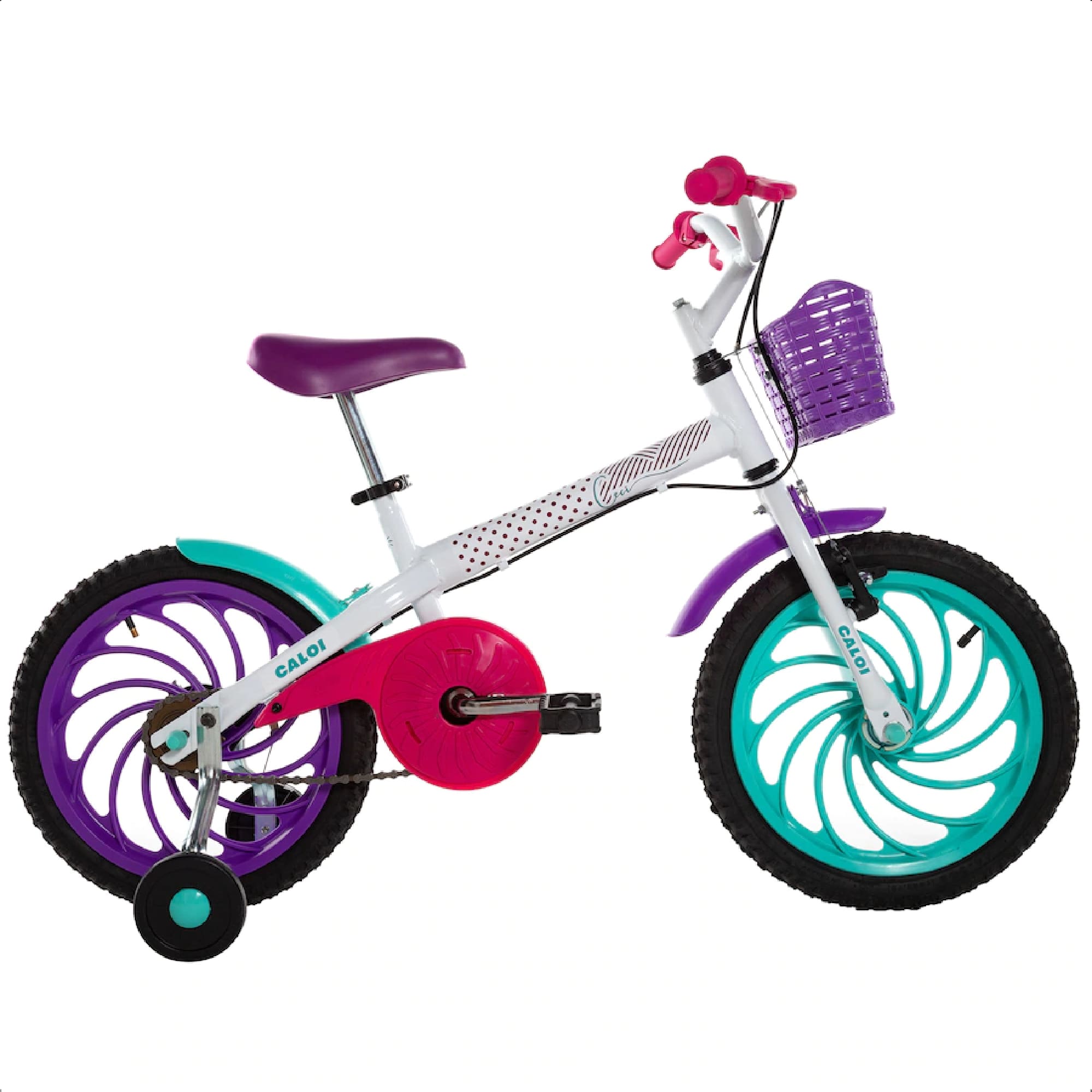 Bicicleta Infantil Aro 16 com Rodinhas Caloi Ceci 1 Marcha Corrente KMC T10R16V1 A22 Multicolorido 004809.19009