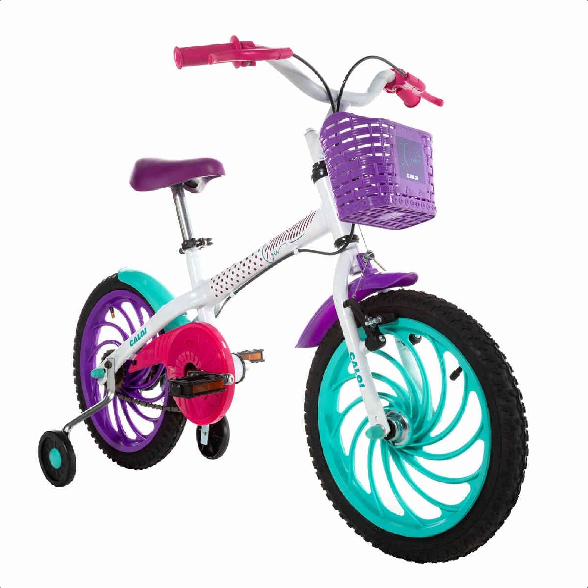 Bicicleta Infantil Aro 16 com Rodinhas Caloi Ceci 1 Marcha Corrente KMC T10R16V1 A22 Multicolorido 004809.19009