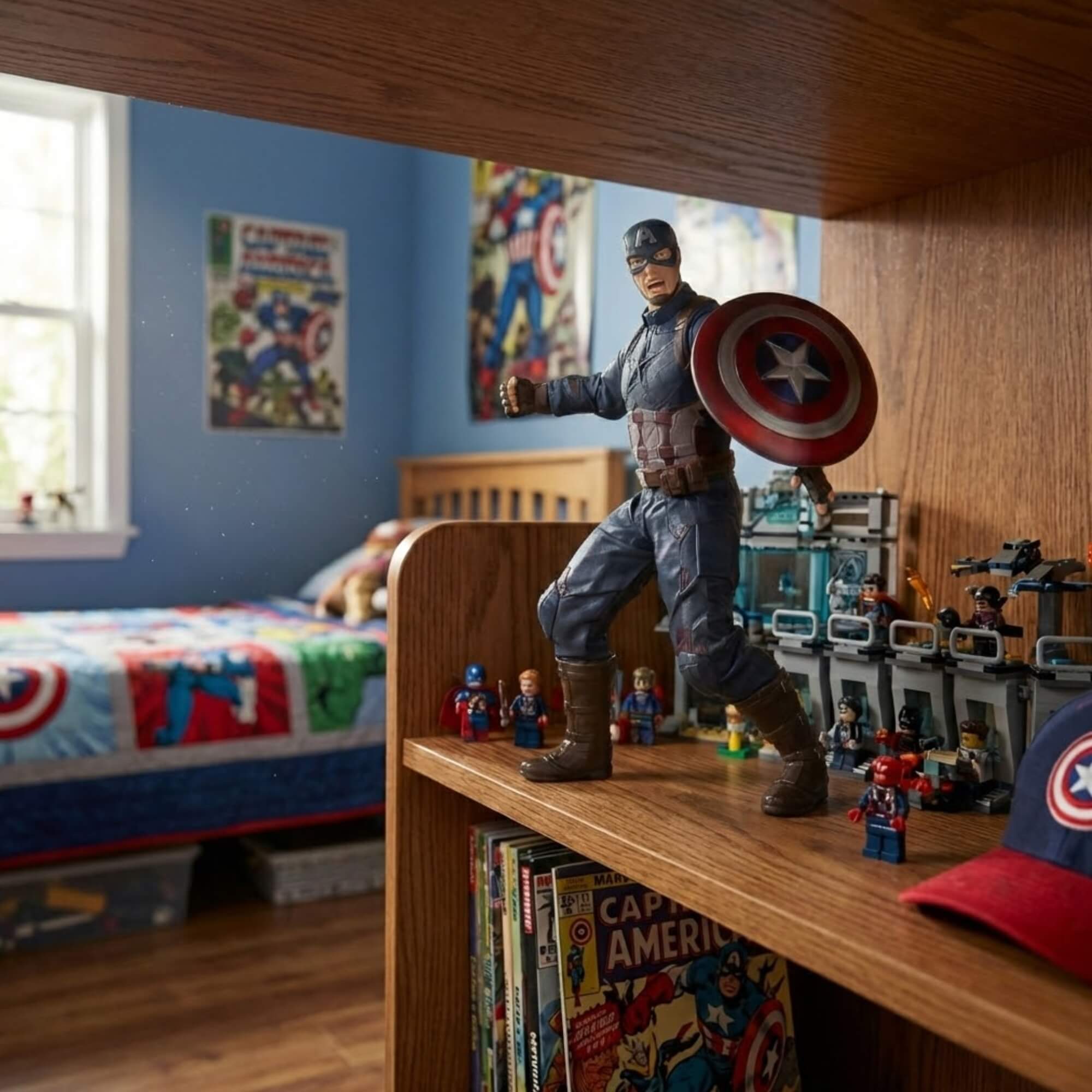 Boneco Capitão América Gigante 45cm c/ Escudo Articulado Infantil Revolution Mimo Toys - 0514