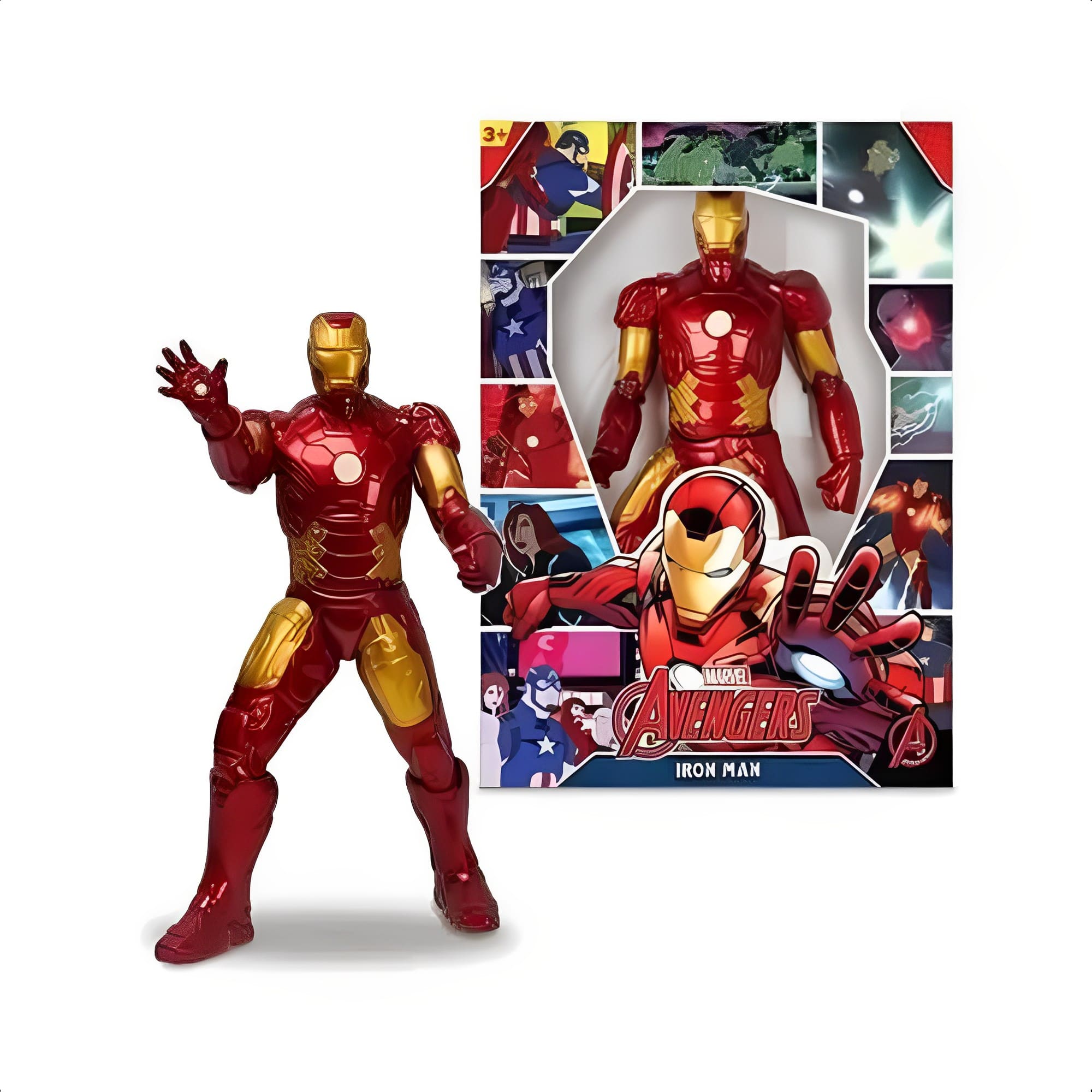 Boneco Homem De Ferro Gigante 45cm Articulado Avengers Revolution Plástico Resistente Mimo - 0515