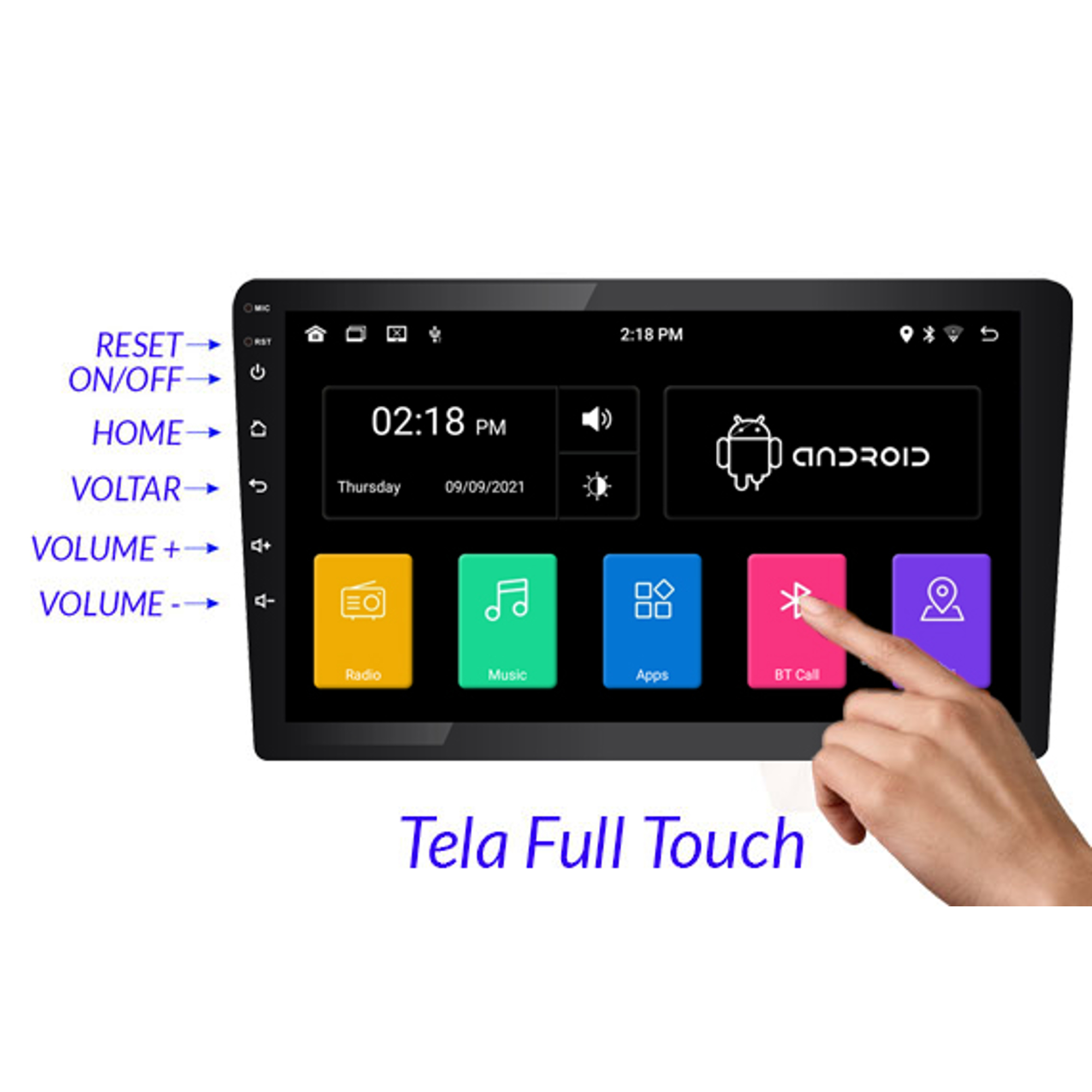 Som Automotivo Central Multimídia 10 Polegadas Android GPS Wifi FM Bluetooth Roadstar - RS-1002BR