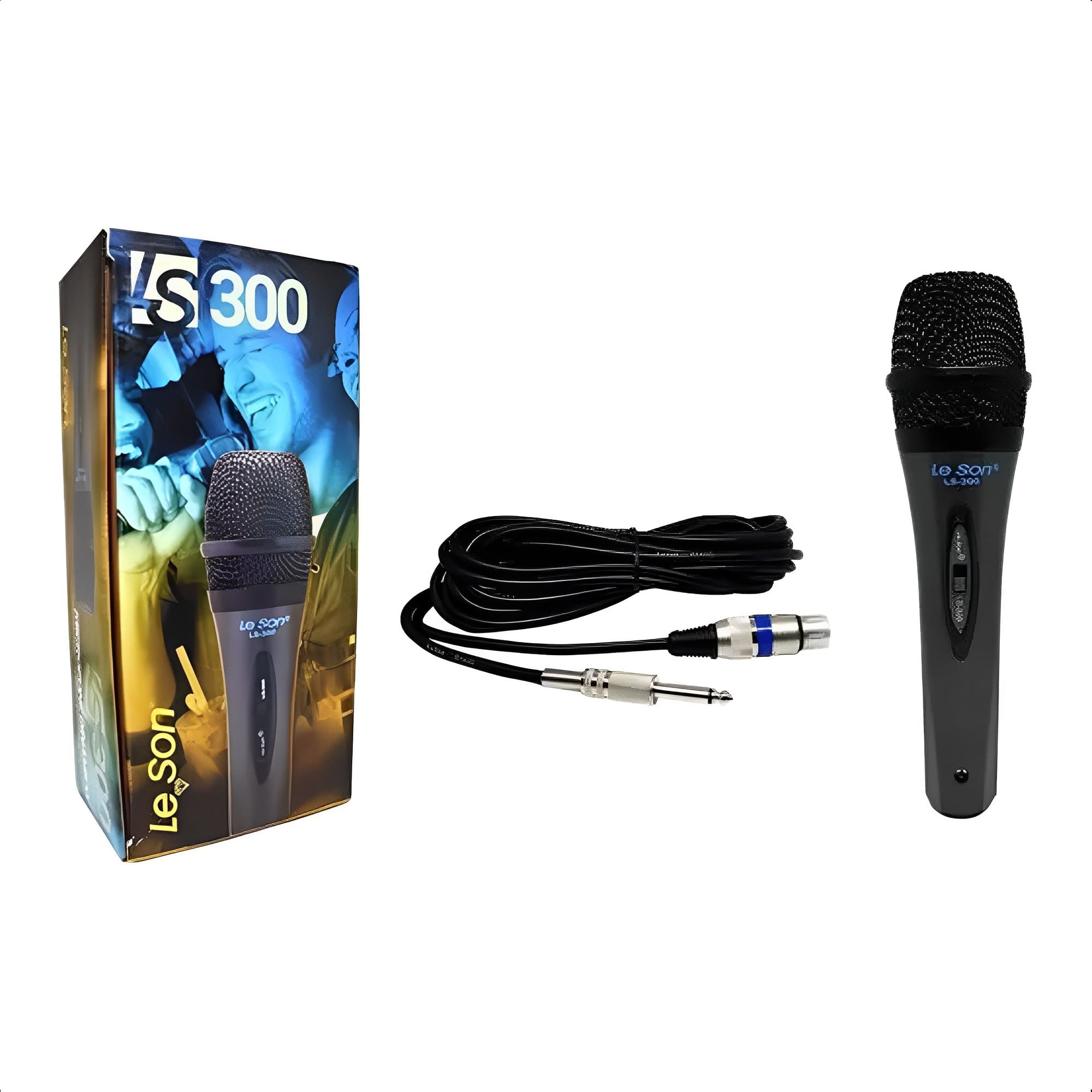 Microfone Profissional LS-300 Cardioide c/ Cabo de 3m Dinâmico 600 Ohms 70 a 12KHz Leson - 2AM002082
