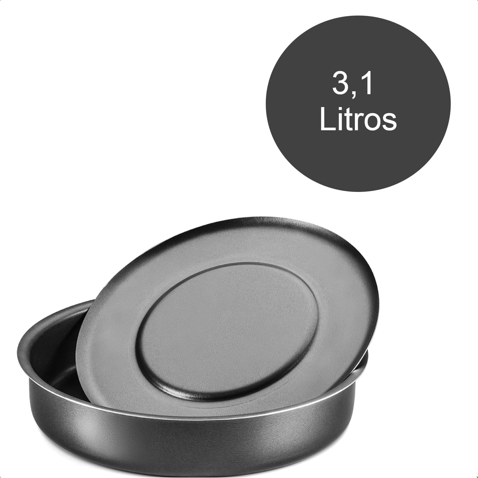 Assadeira Fundo Removível Antiaderente 3,1L Para Bolos Tortas Cozinha Alumínio Grafite MTA - 855