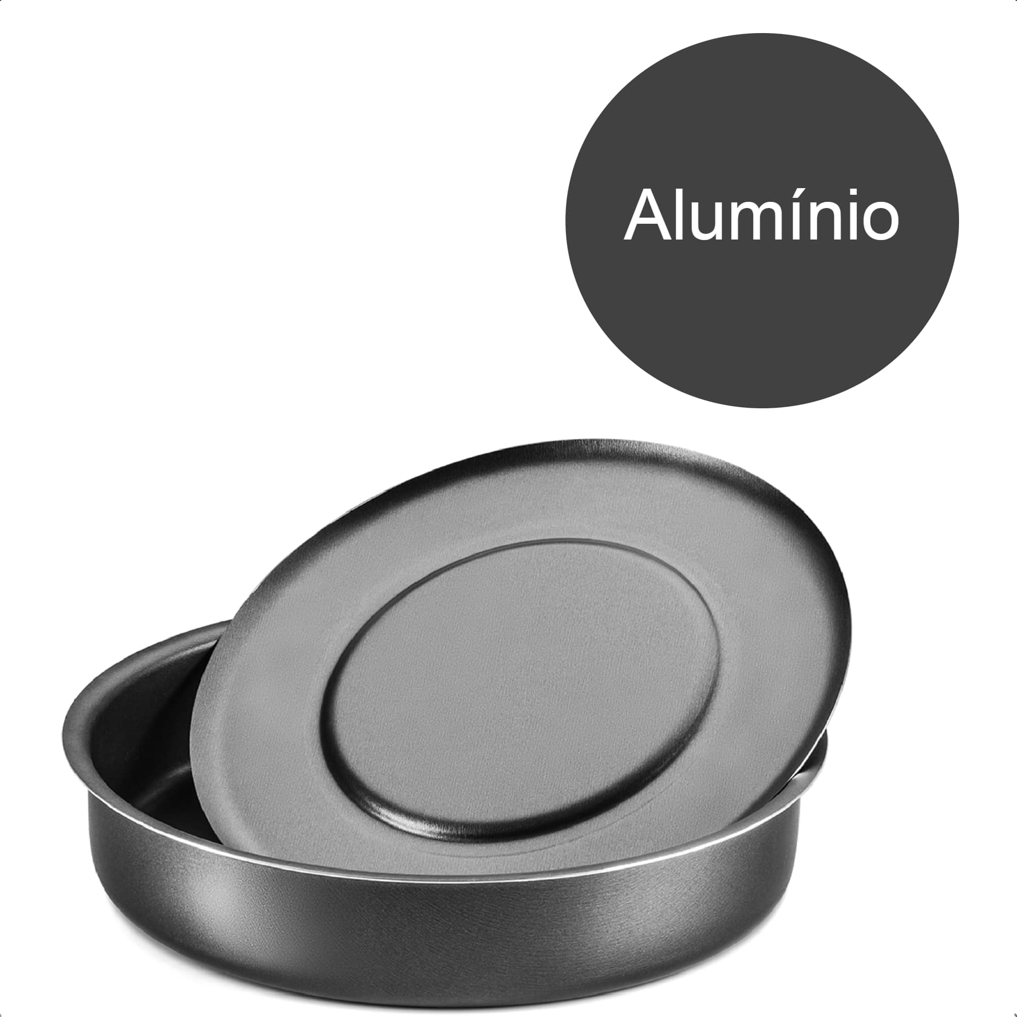 Assadeira Fundo Removível Antiaderente 3,1L Para Bolos Tortas Cozinha Alumínio Grafite MTA - 855
