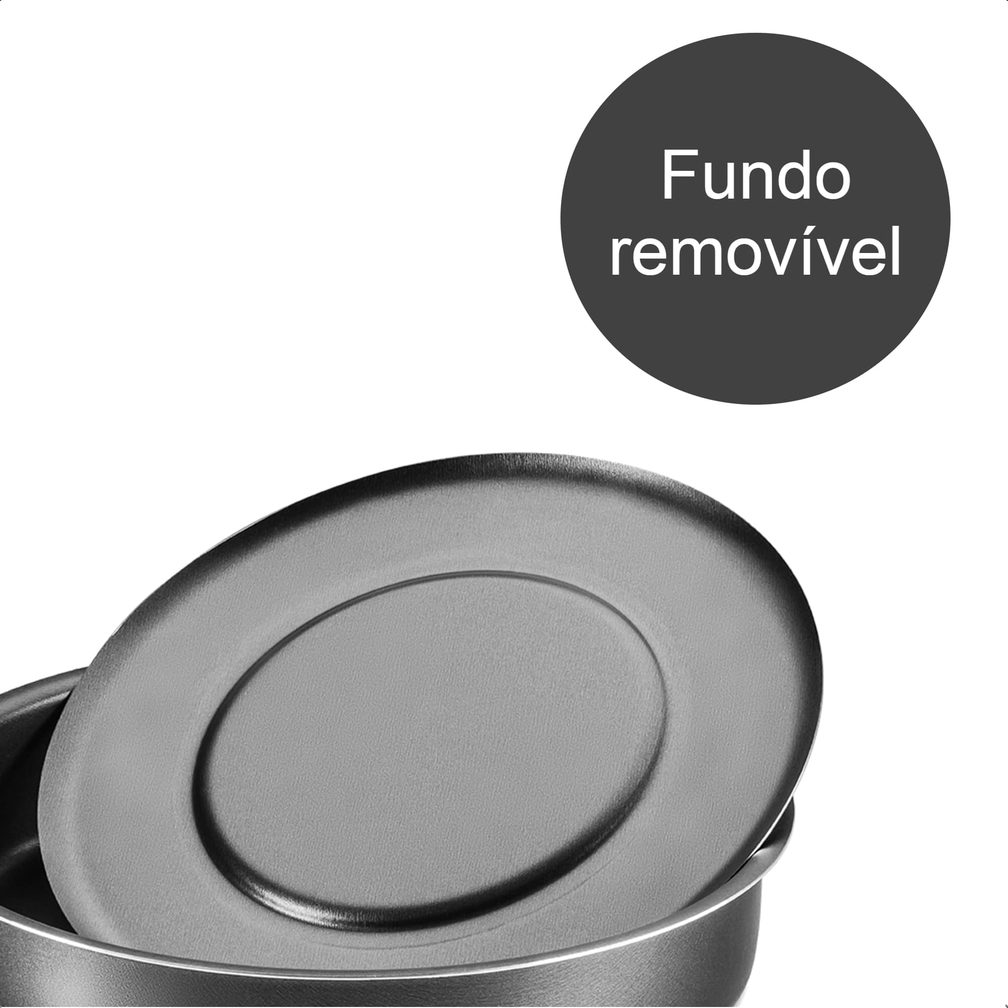 Assadeira Fundo Removível Antiaderente 3,1L Para Bolos Tortas Cozinha Alumínio Grafite MTA - 855