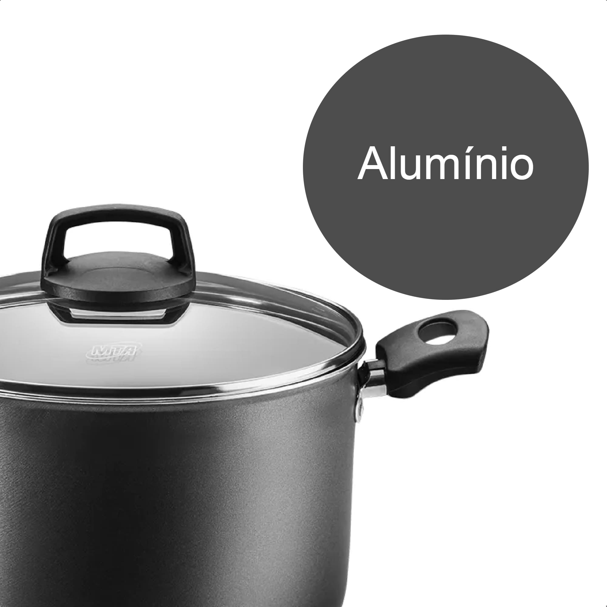 Caldeirão Antiaderente 5,5L Tampa Temperado com Alças 22cm x 14,5cm Alumínio Grafite - MTA 8868