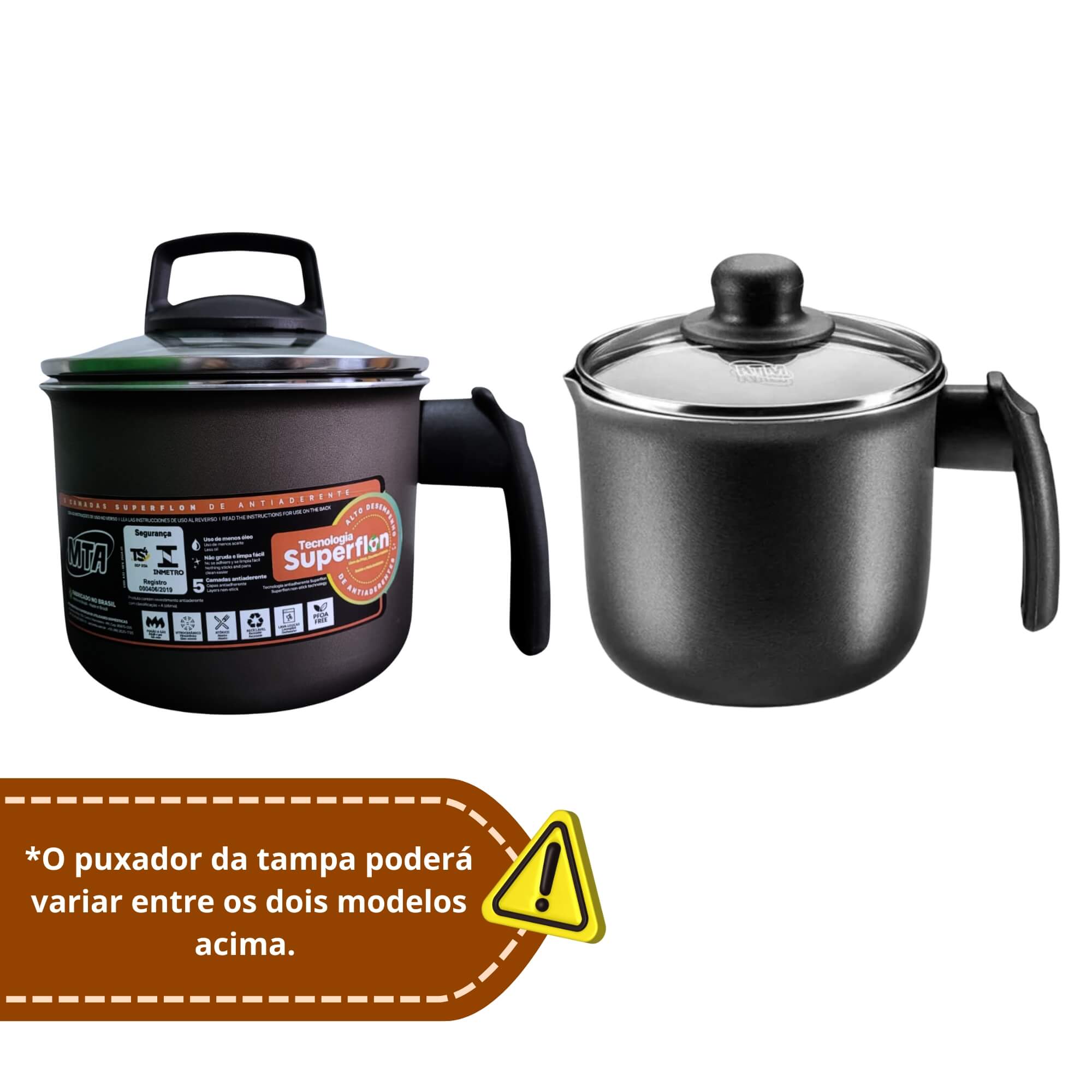 Fervedor Caneco 1,7L Antiaderente Superflon Com Tampa de Vidro Alumínio Grafite Cozinha N14 MTA 877