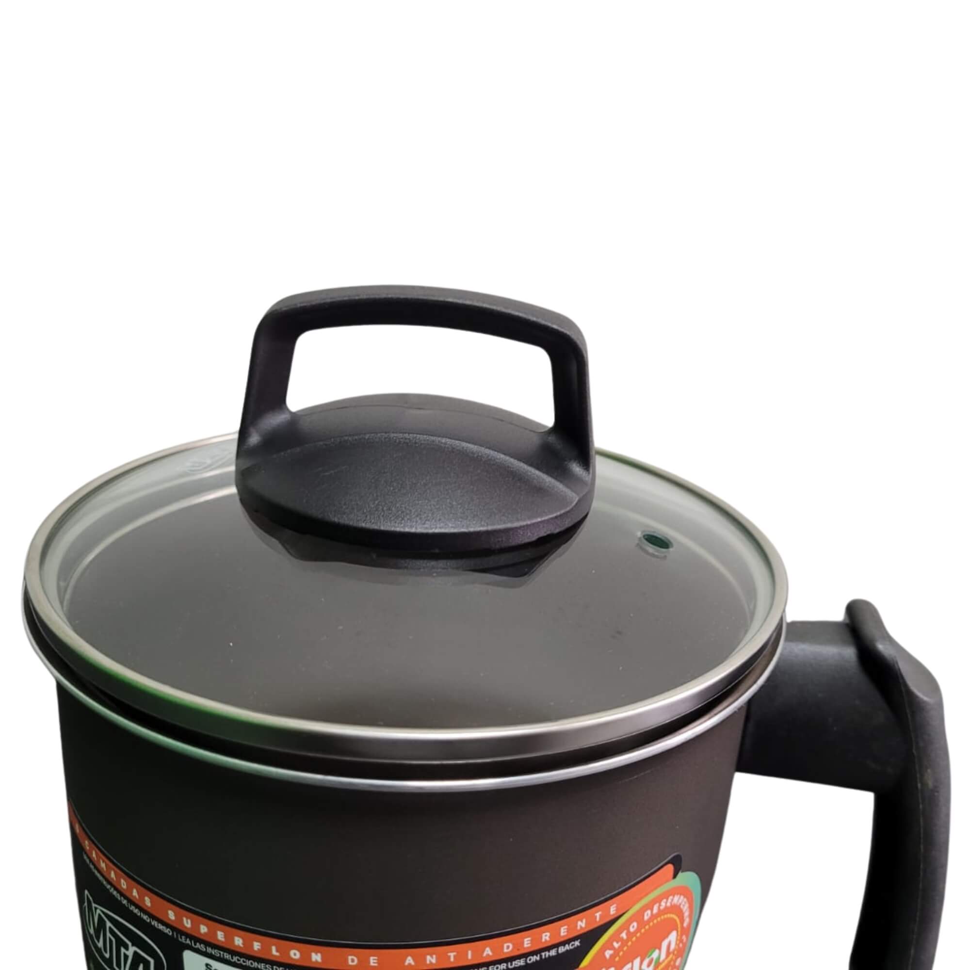 Fervedor Caneco 1,7L Antiaderente Superflon Com Tampa de Vidro Alumínio Grafite Cozinha N14 MTA 877