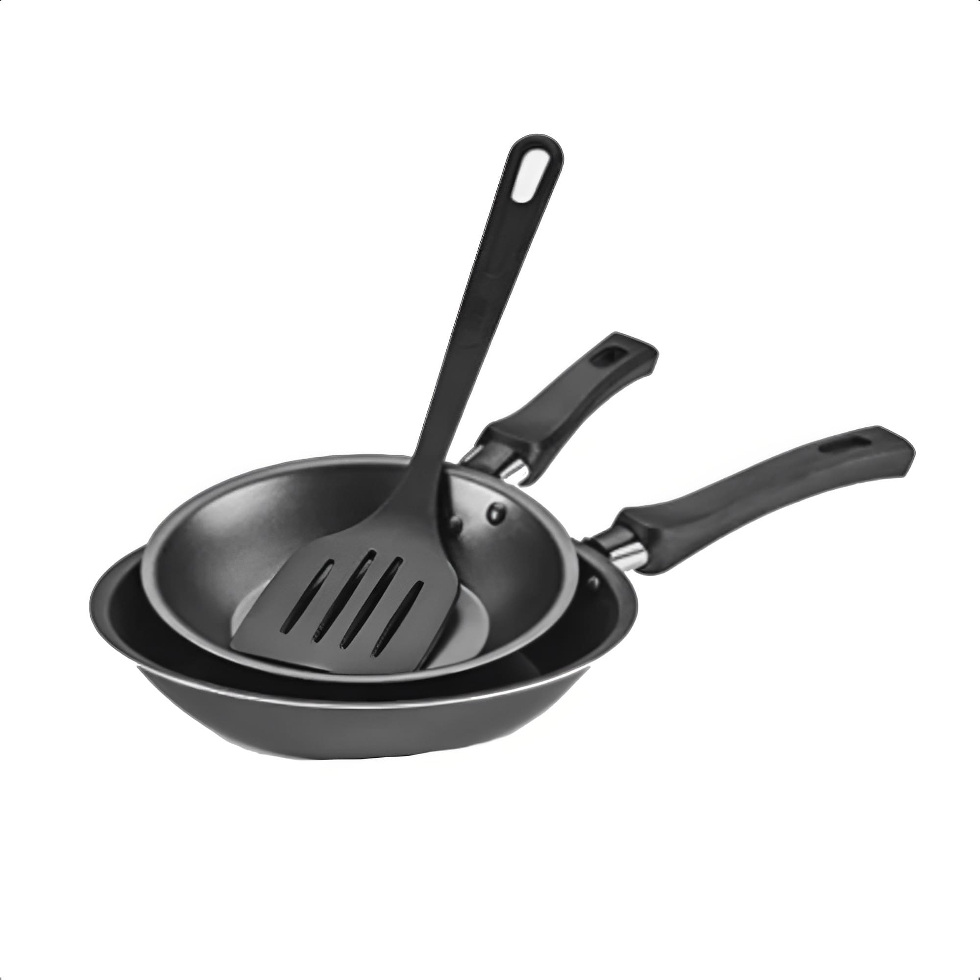 Jogo com 2 Frigideiras Antiaderente com Espátula Revestimento de Alumínio Cozinha N16 N20 MTA - 387
