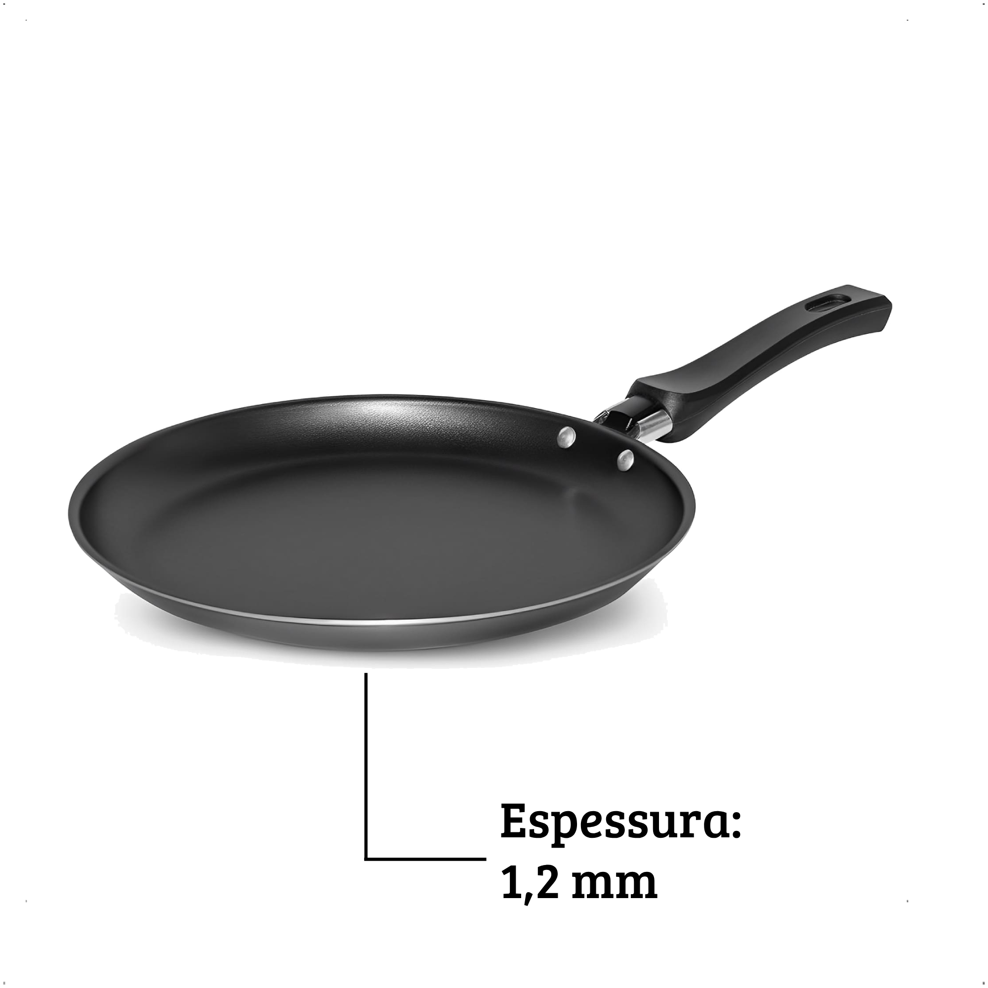 Tapioqueira e Panquequeira Antiaderente 22cm com Cabo de Baquelite Antitérmico Grafite MTA - 352