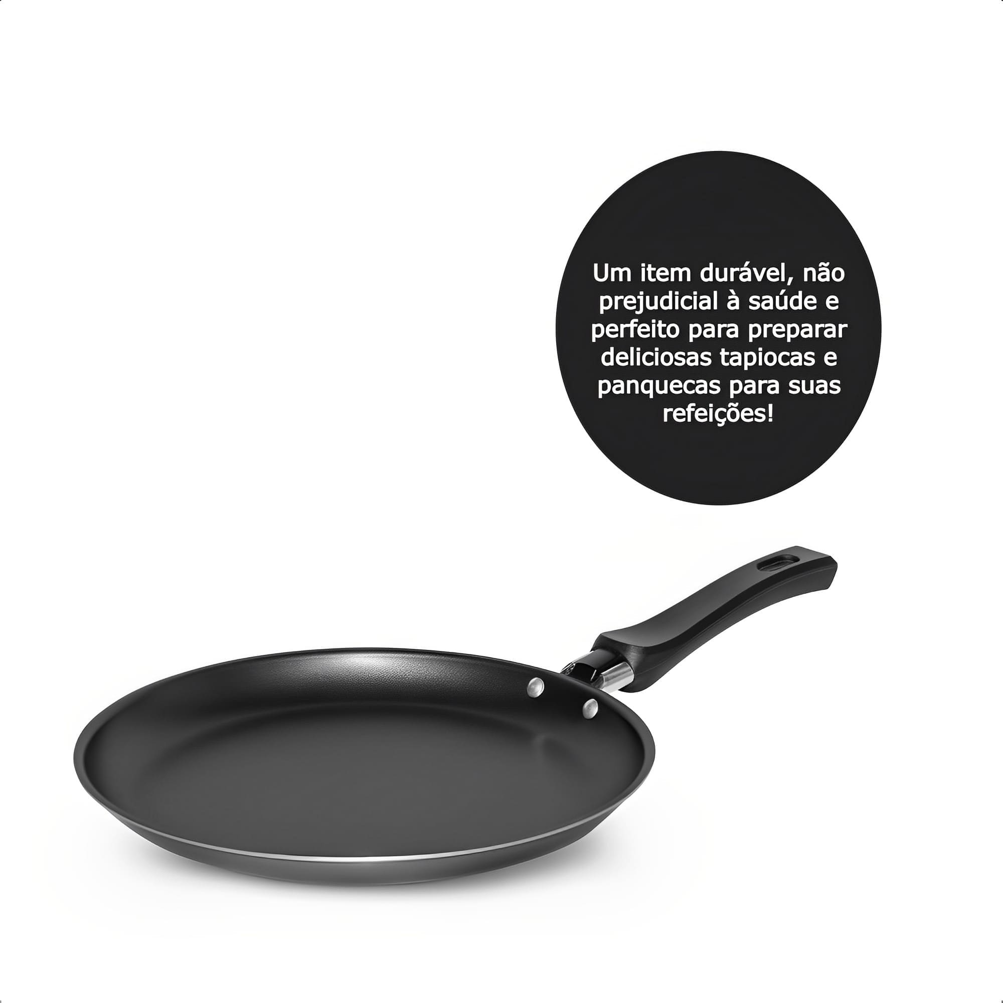 Tapioqueira e Panquequeira Antiaderente 22cm com Cabo de Baquelite Antitérmico Grafite MTA - 352