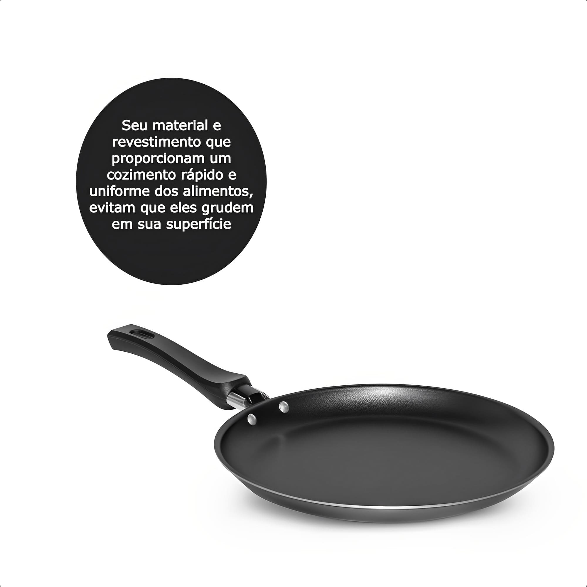 Tapioqueira e Panquequeira Antiaderente 22cm com Cabo de Baquelite Antitérmico Grafite MTA - 352