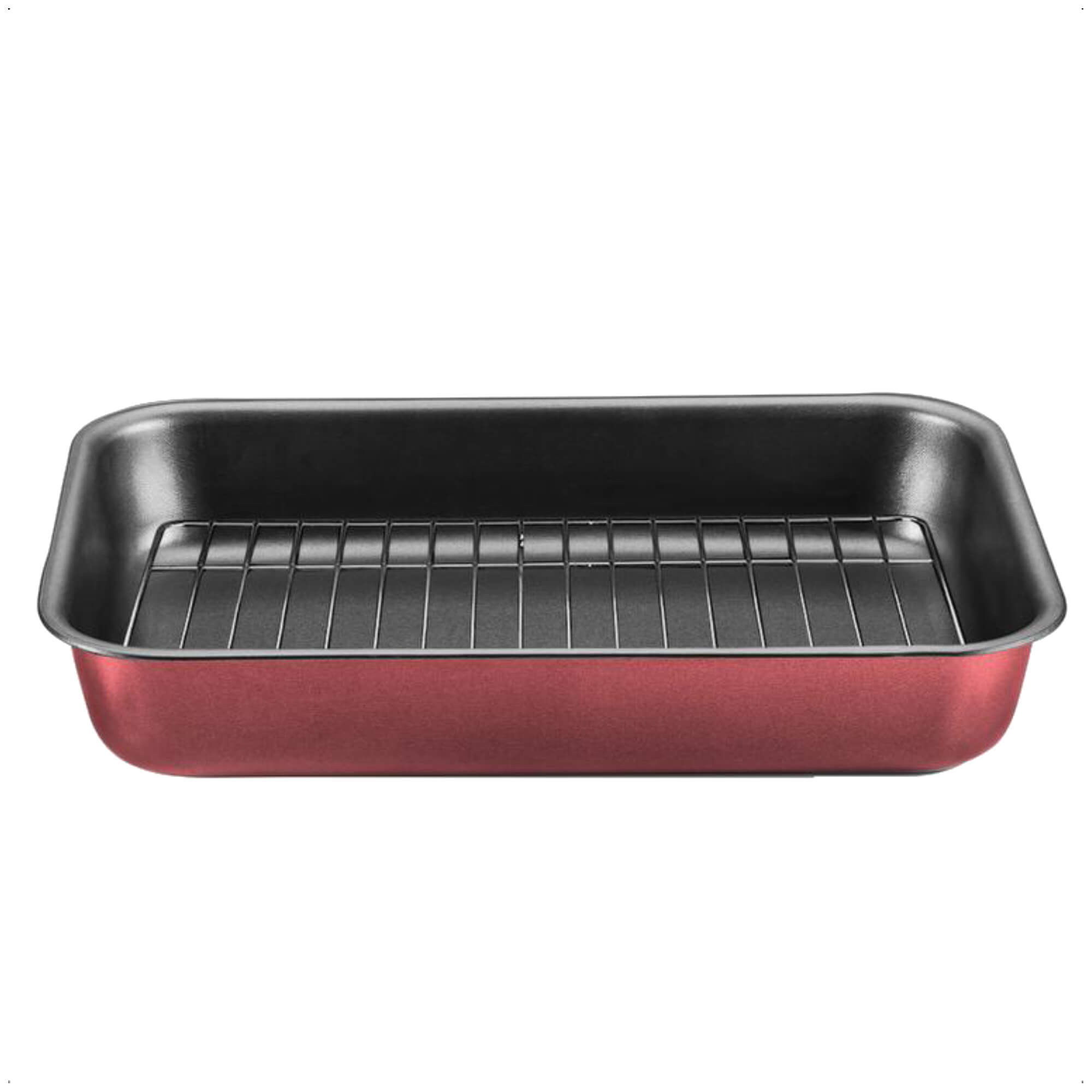 Assadeira Retangular Alta com Grelha 4,6L Antiaderente 37x27x6cm N3 Cor Cereja Cozinha MTA - 8990