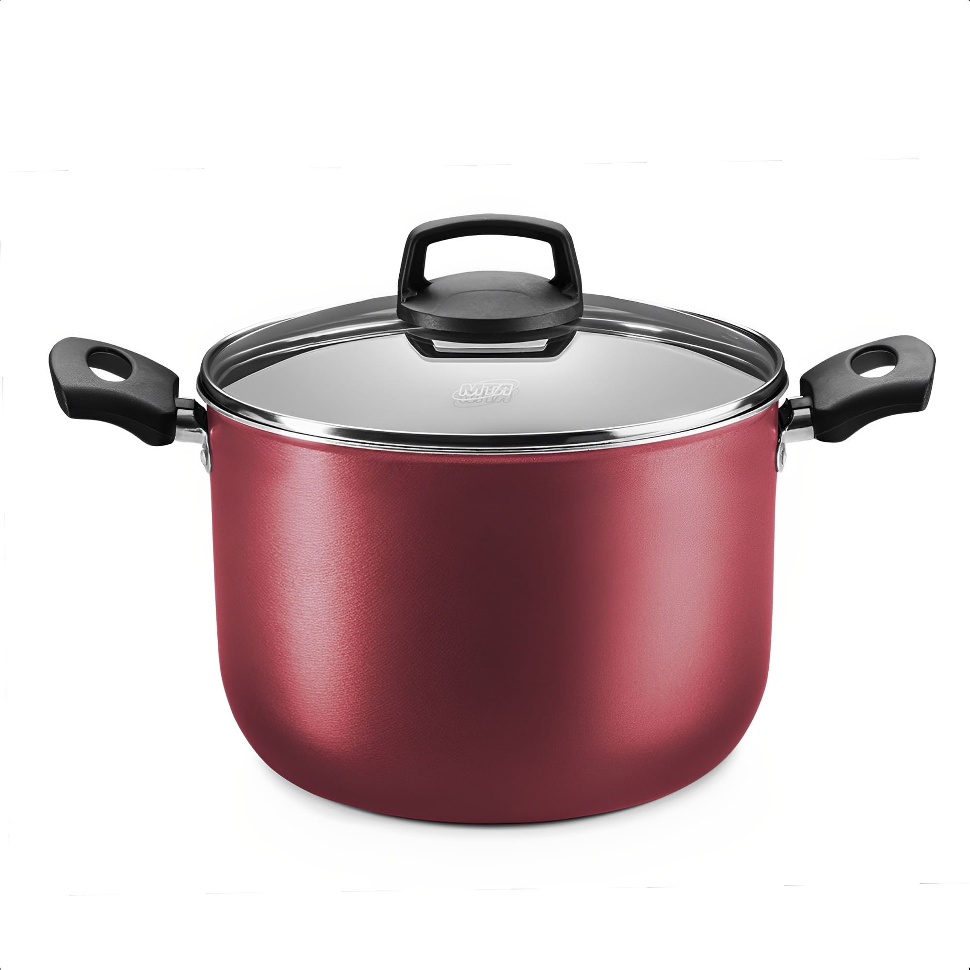Panela Caldeirão 5,5L Tampa de Vidro Alumínio Antiaderente Vermelho Cereja N22 MTA - 8970