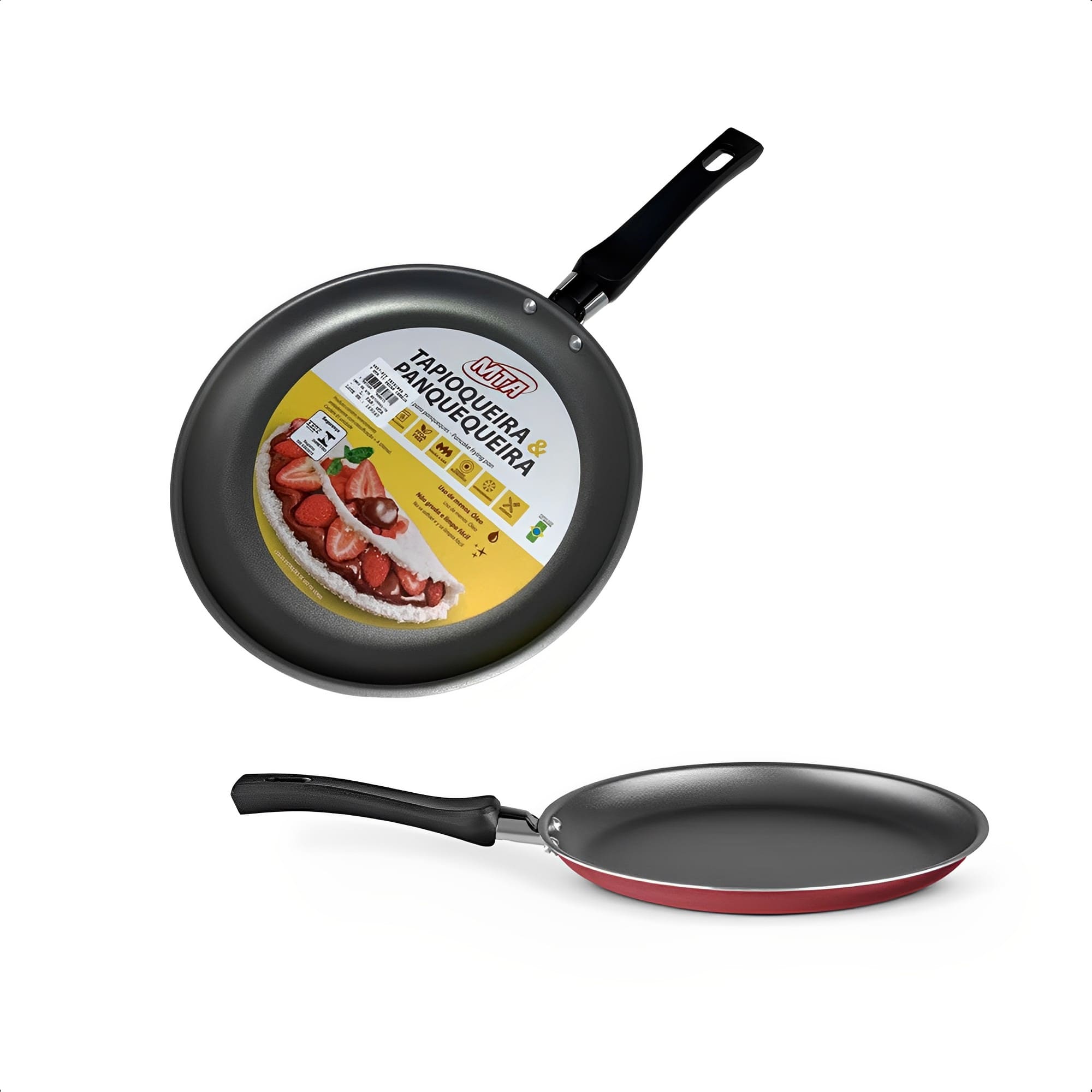 Tapioqueira e Frigideira Alumínio Revestimento Antiaderente Superflon 22cm Cereja MTA - 8674