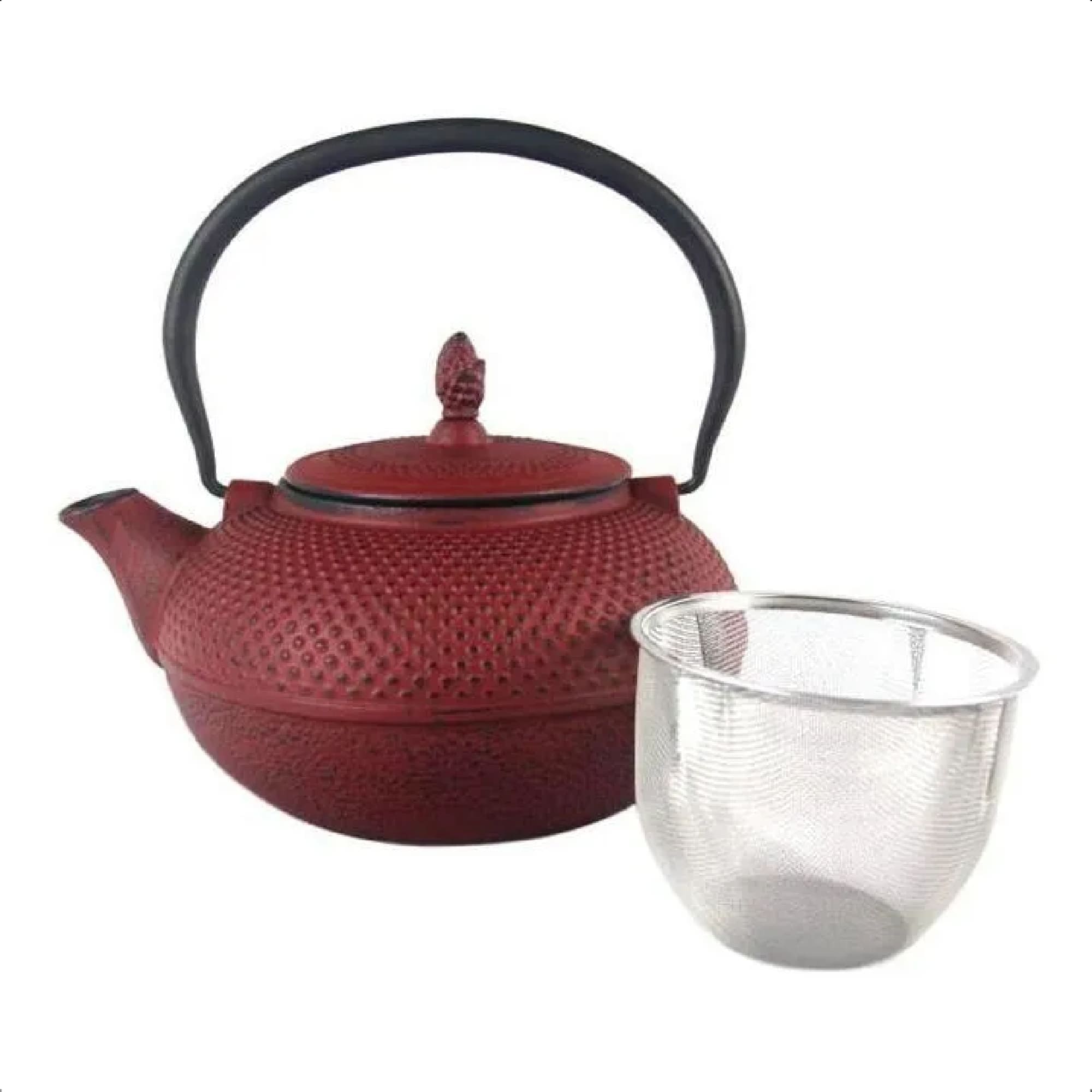 Chaleira de Ferro Fundido Esmaltada Vermelho 1,5L Alta Durabilidade MTA - 8180