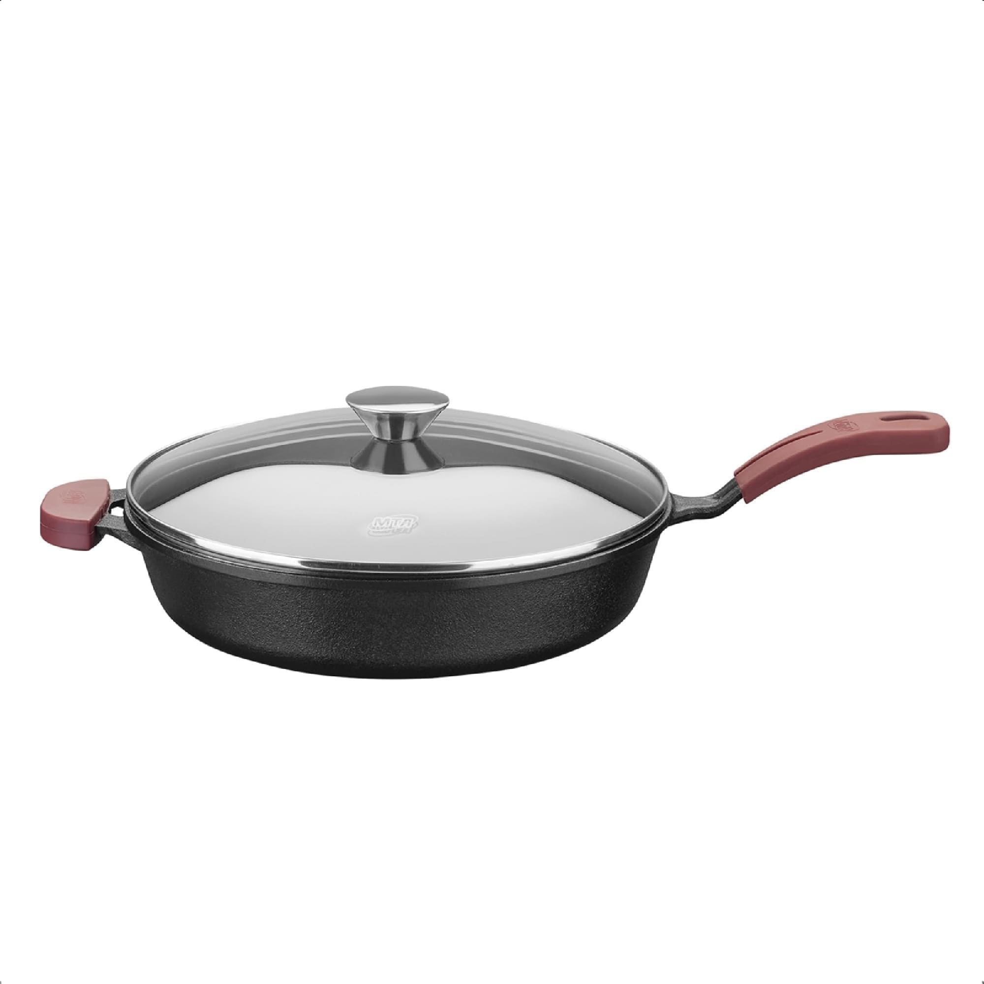 Frigideira de Ferro com Tampa de Vidro Temperado e Alça 3,1L Forno e Fogão 28cm Cozinha MTA - 8378