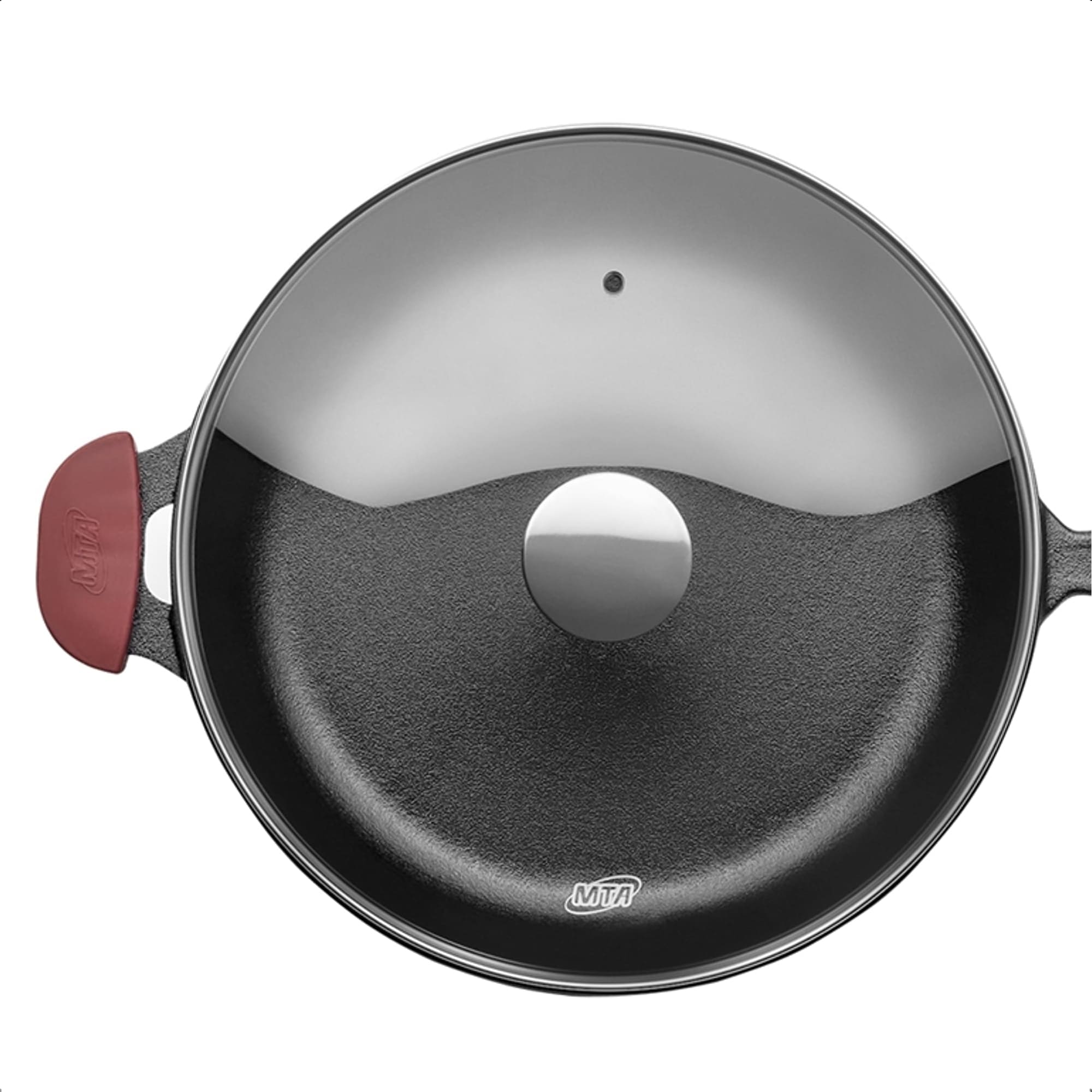 Frigideira de Ferro com Tampa de Vidro Temperado e Alça 3,1L Forno e Fogão 28cm Cozinha MTA - 8378