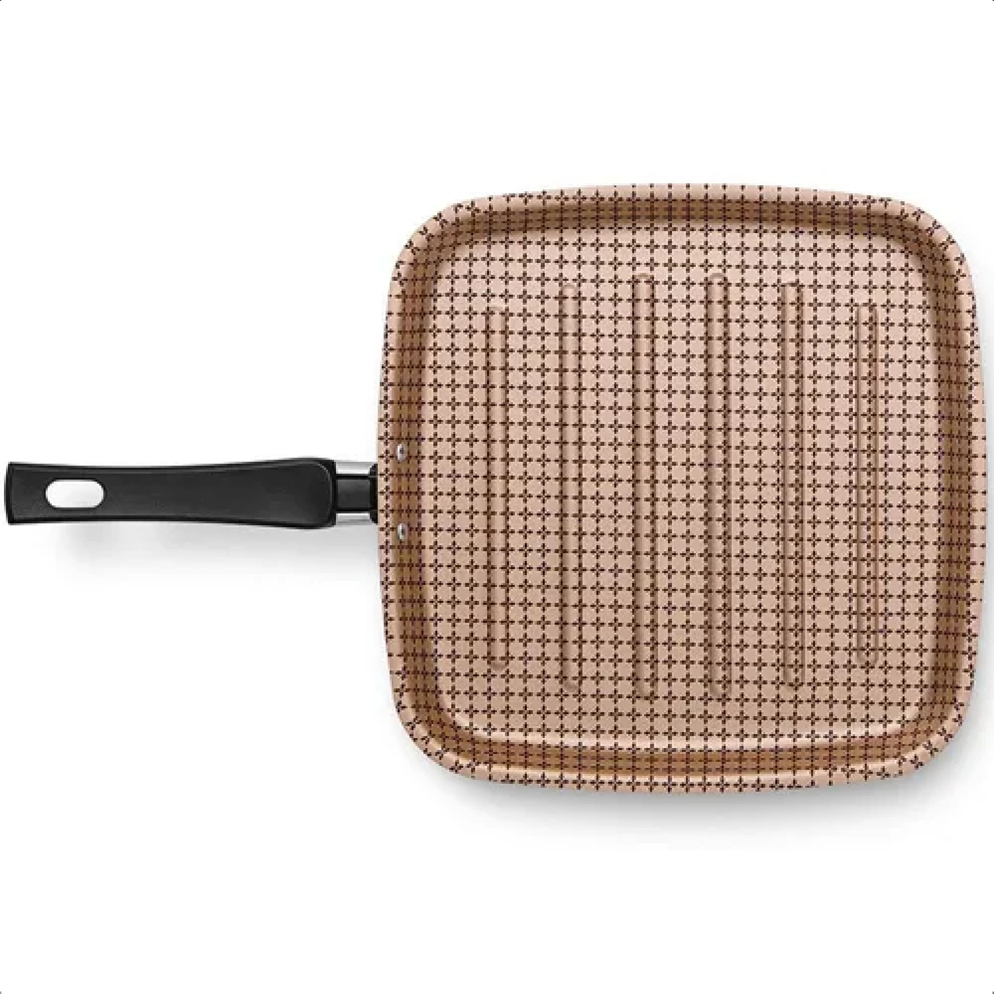 Panela Grill Flora 1,1L Antiaderente 7 Camadas Superflon Ultra Alumínio Cereja Mta 8700