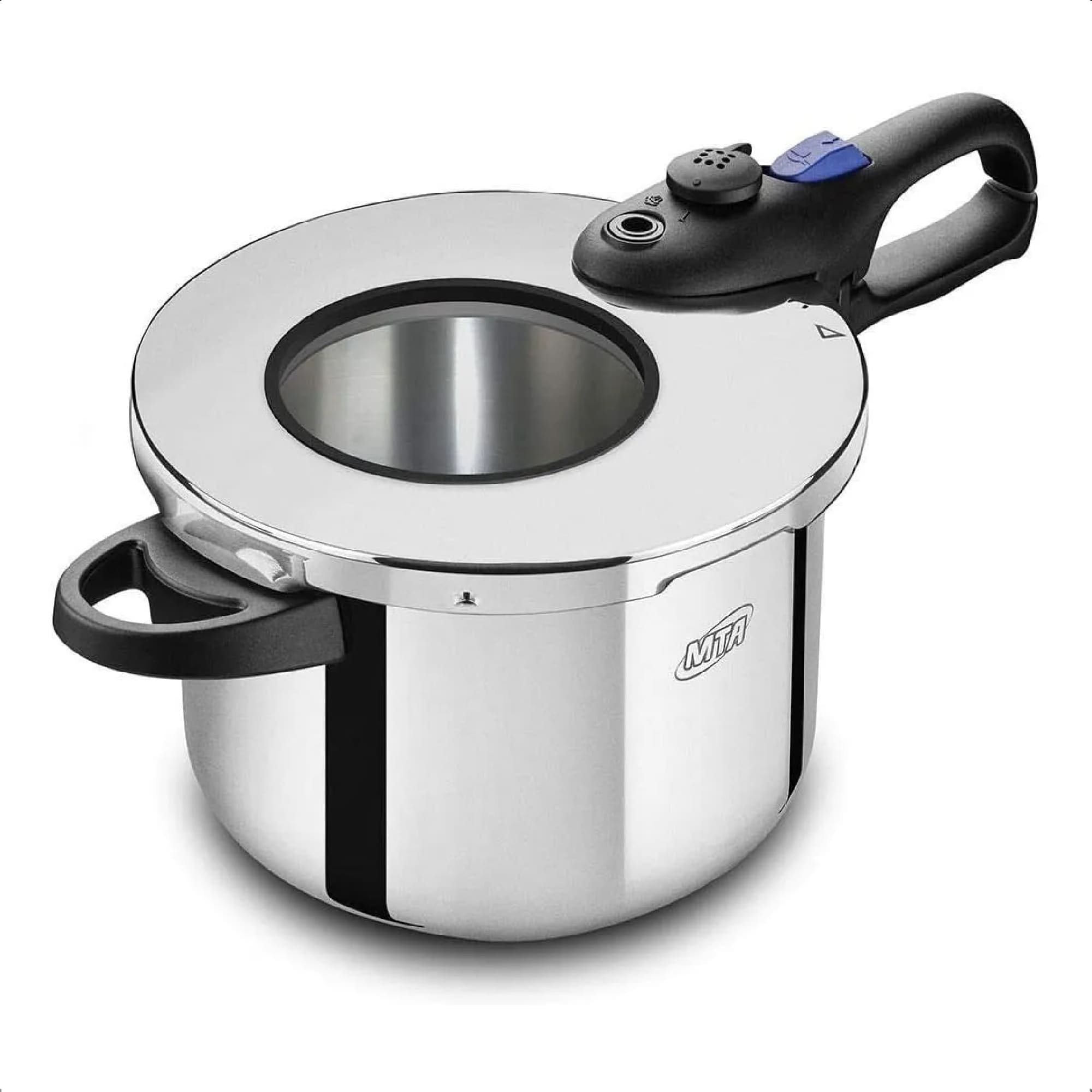 Panela de Pressão 6L 22cm Inox Visor Cozimento Rápido Trava de Segurança Fundo Triplo MTA - 6020