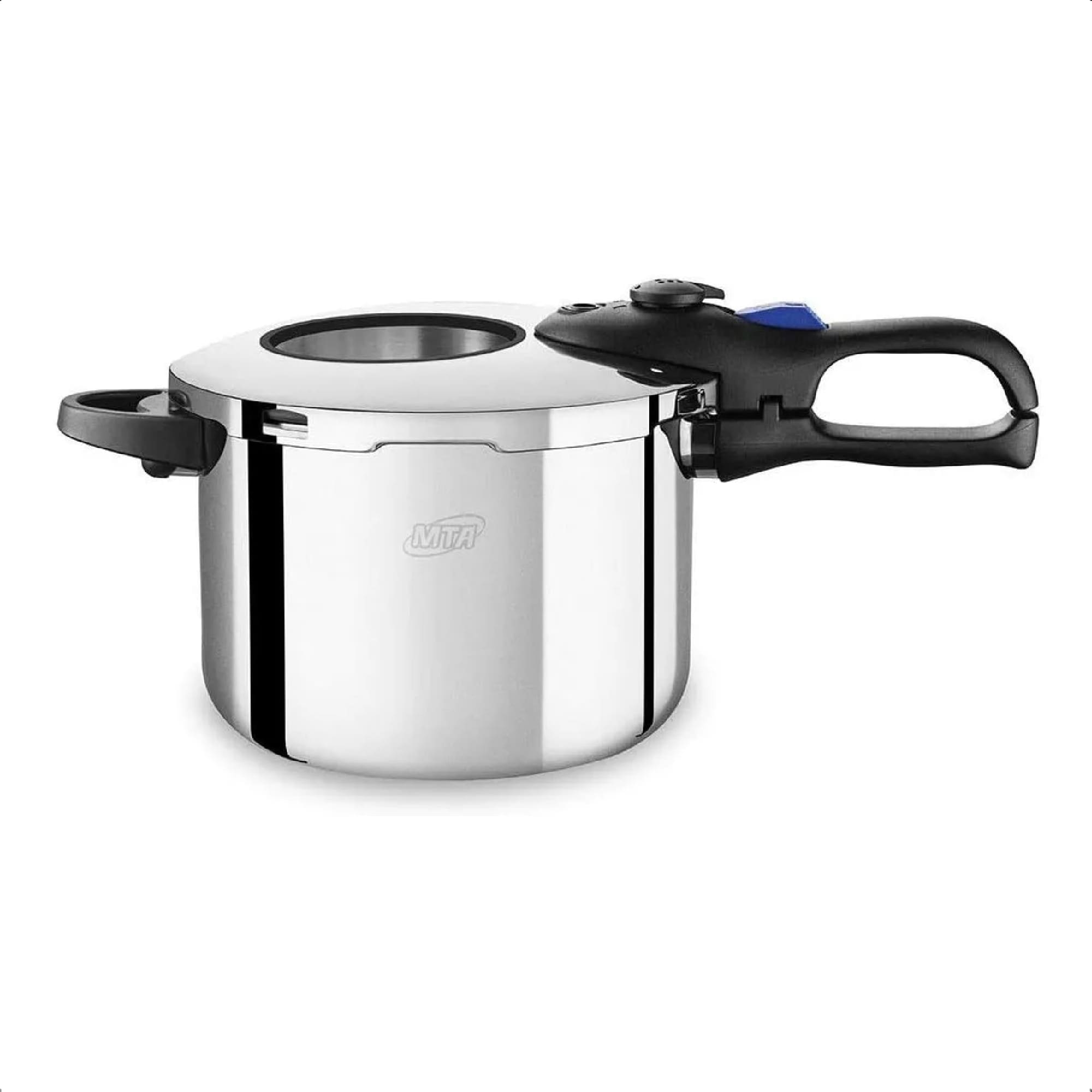 Panela de Pressão 6L 22cm Inox Visor Cozimento Rápido Trava de Segurança Fundo Triplo MTA - 6020