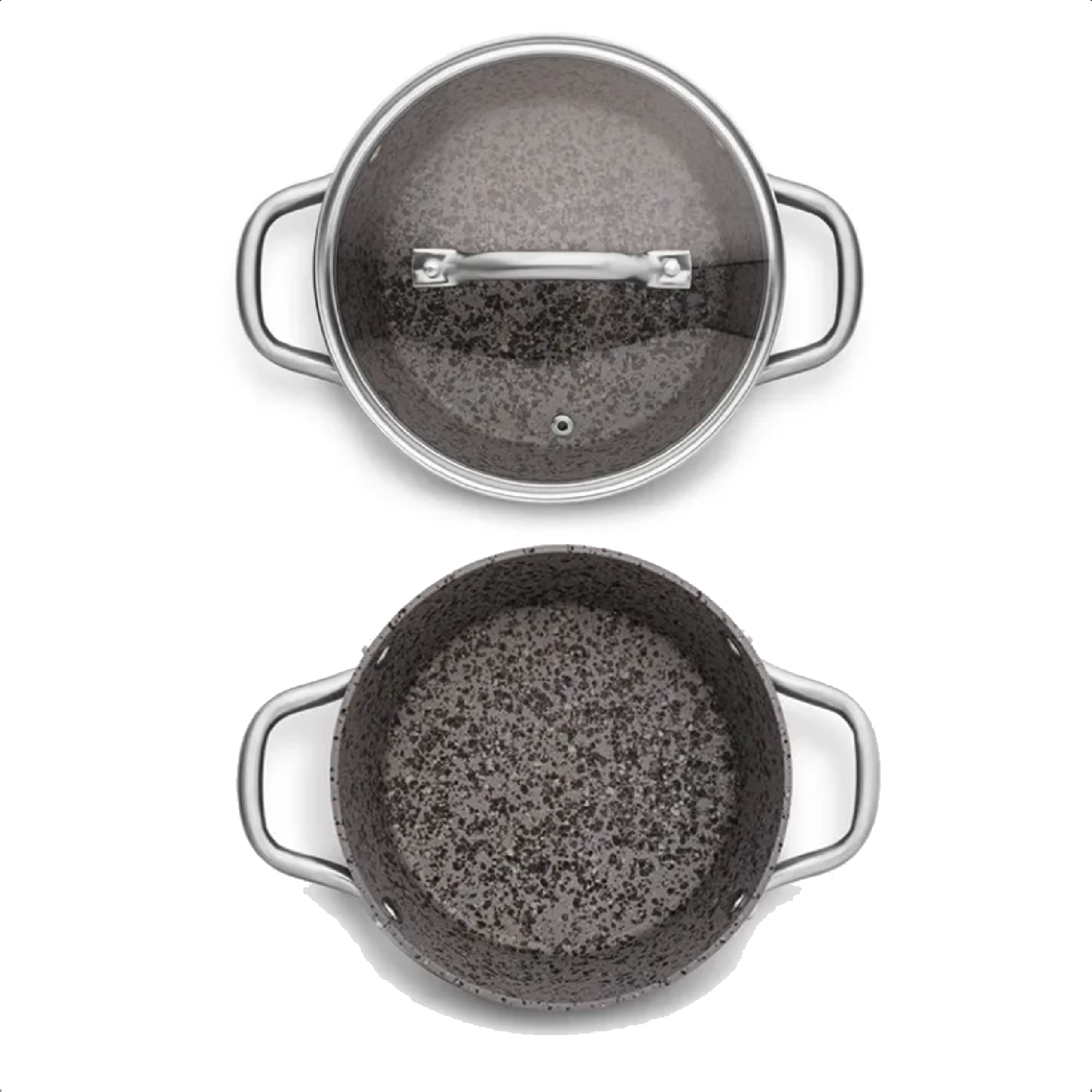 Jogo de Panelas 4 Peças Vermelho Granito Stoneflon Alumínio Aço Inox Silicone MTA - 8435