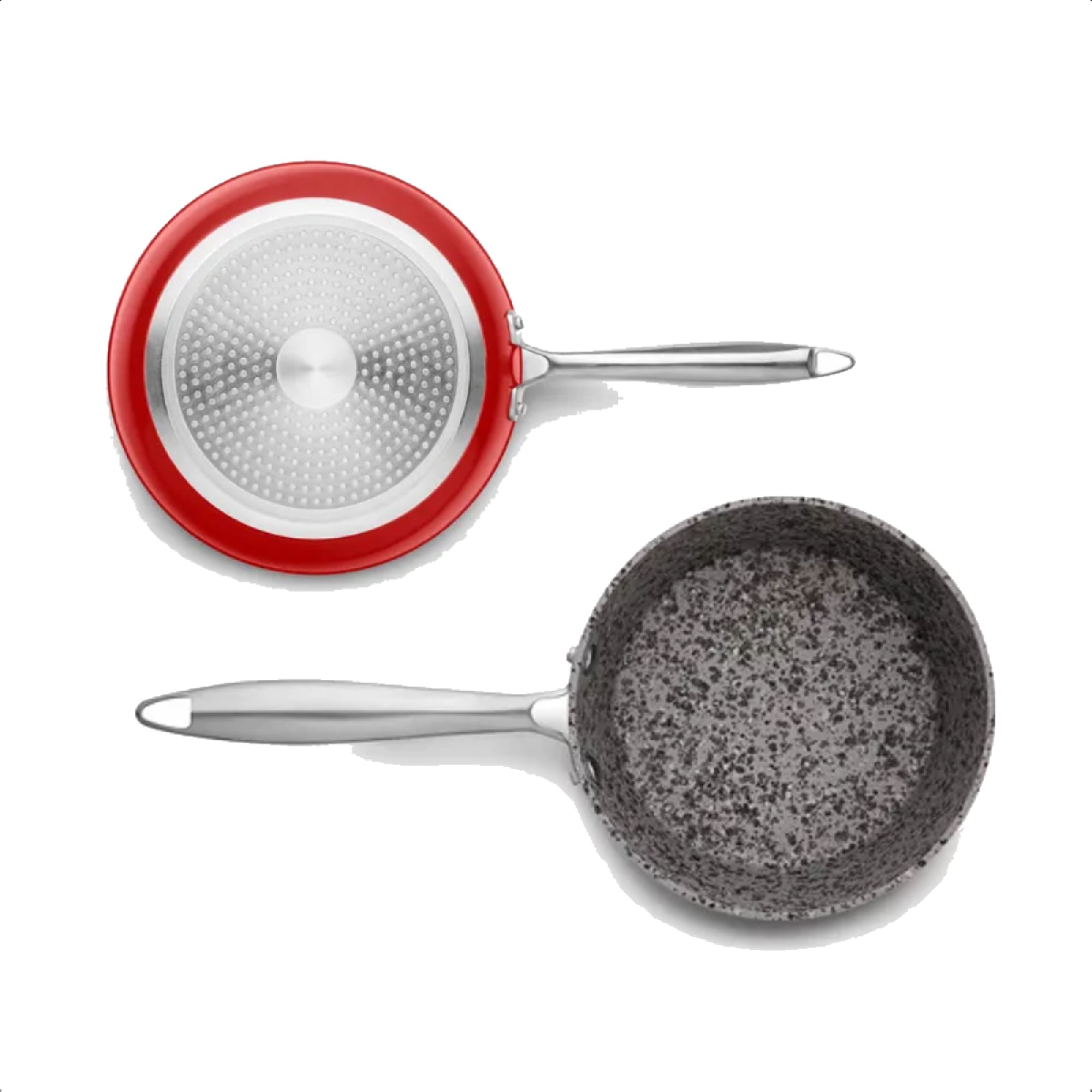 Jogo de Panelas 4 Peças Vermelho Granito Stoneflon Alumínio Aço Inox Silicone MTA - 8435