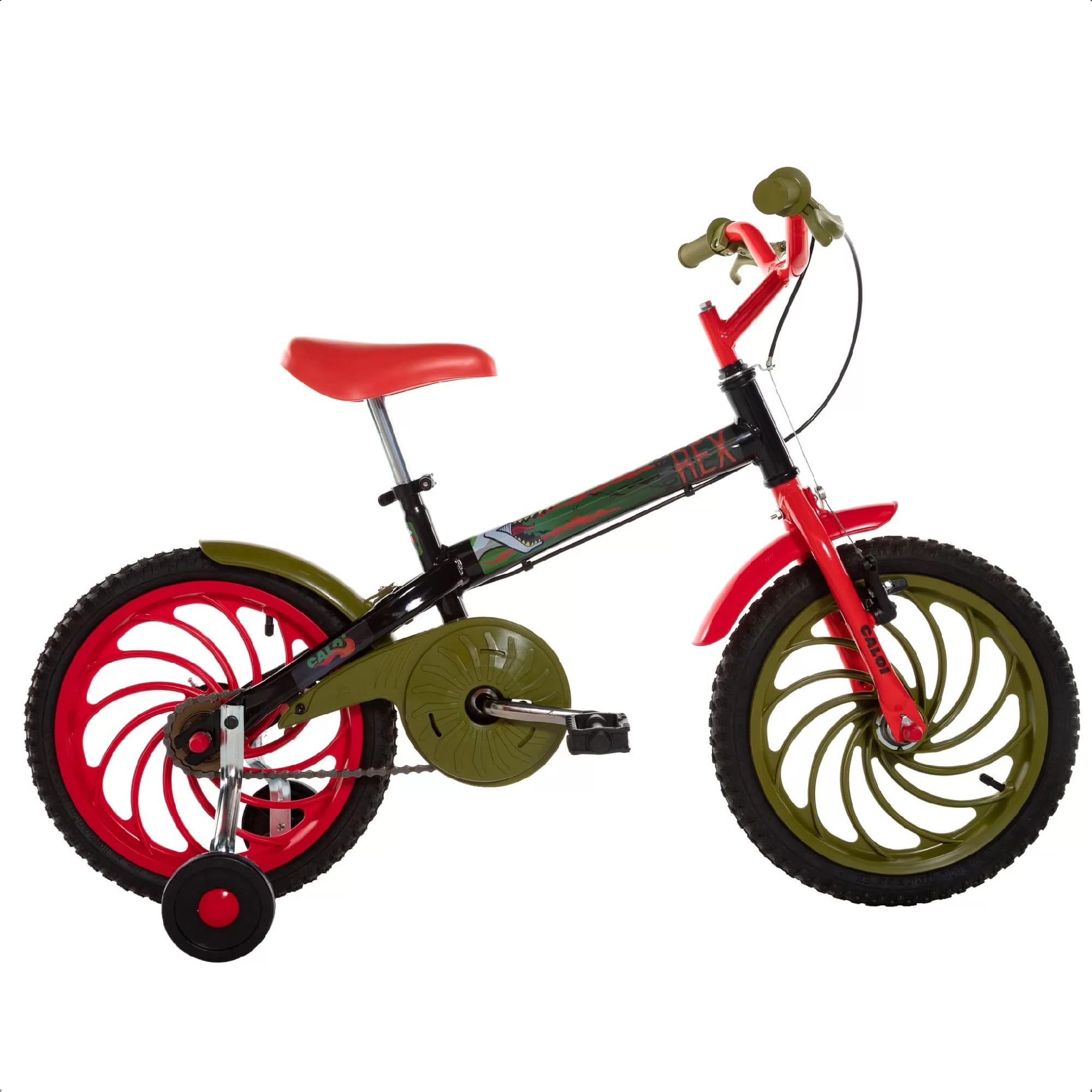 Bicicleta Infantil c/ Rodinhas Power Rex Aro 16 Selim Macio e Confortável Caloi 004810.19000