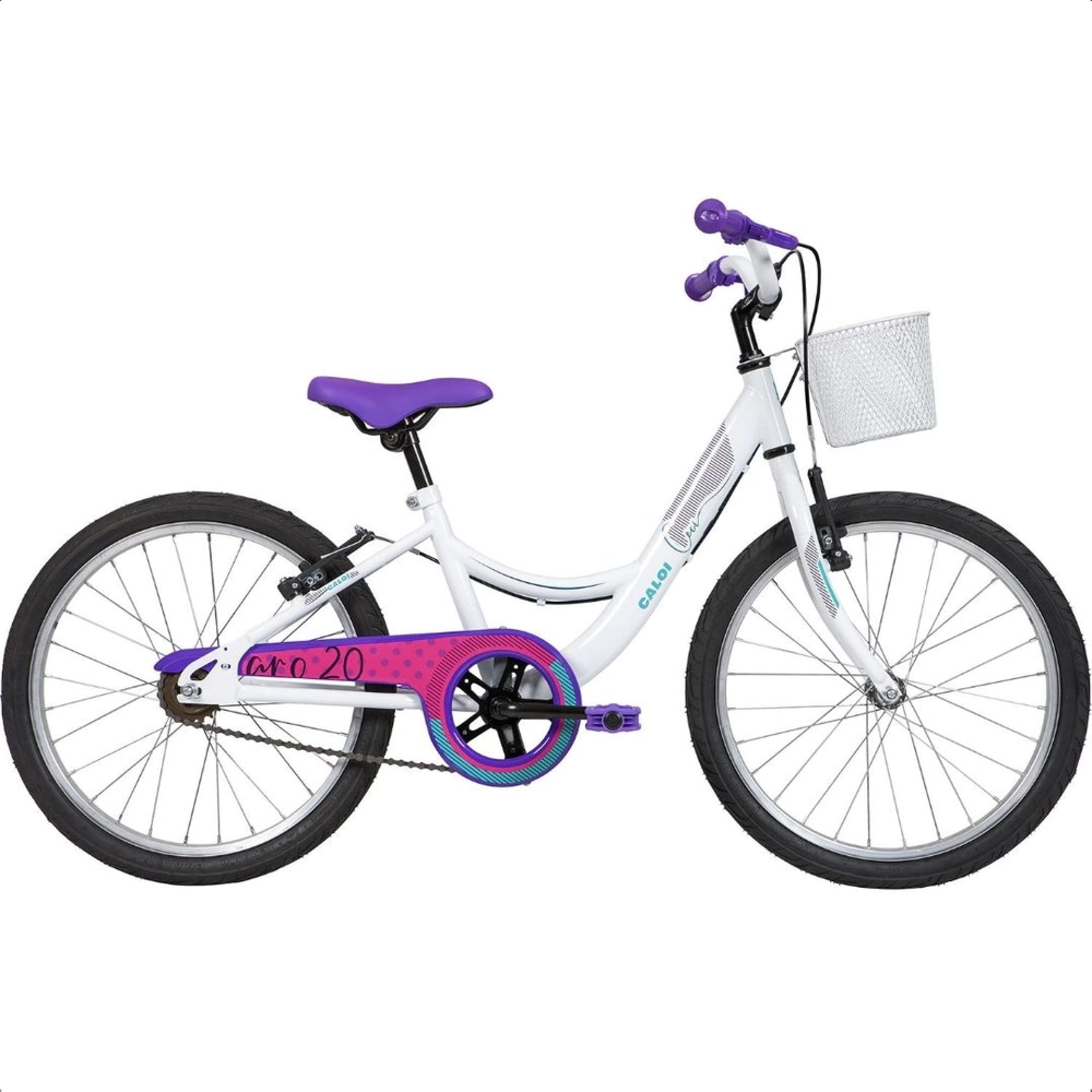 Bicicleta Infantil Com Cestinha Ceci Tamanho 12 Aro 20 Freios V-Brake Branco Caloi 004103.19003