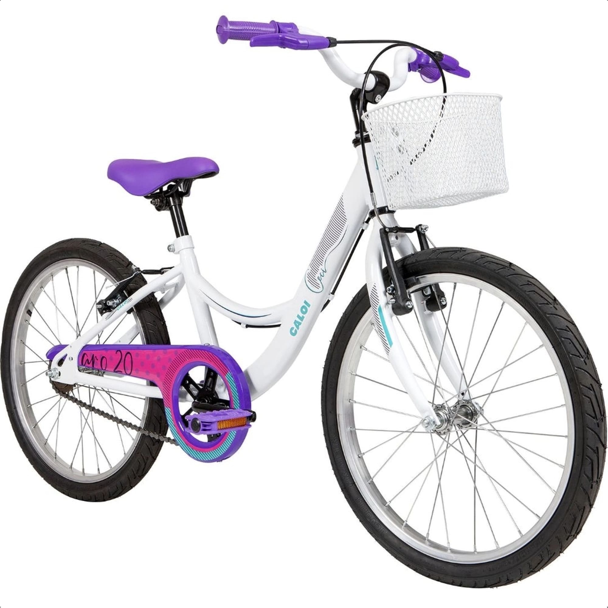 Bicicleta Infantil Com Cestinha Ceci Tamanho 12 Aro 20 Freios V-Brake Branco Caloi 004103.19003
