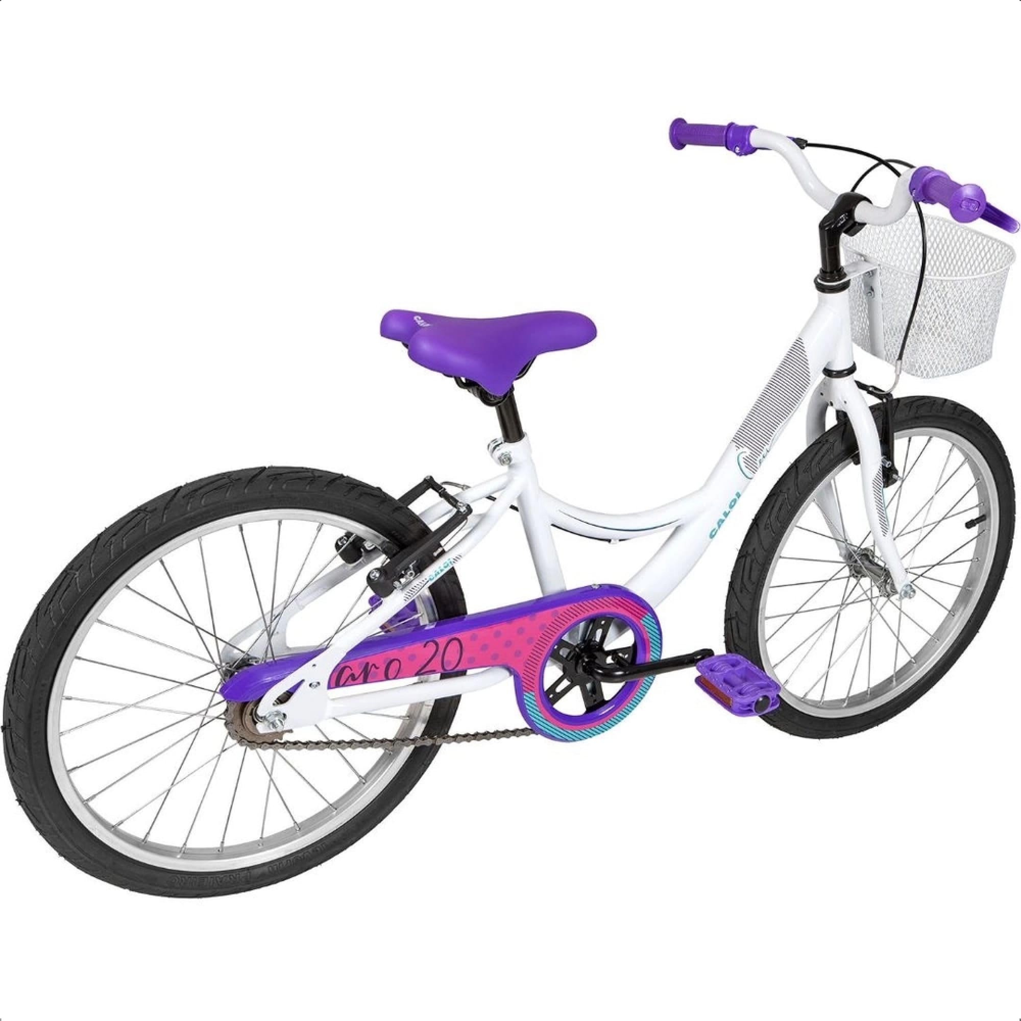 Bicicleta Infantil Com Cestinha Ceci Tamanho 12 Aro 20 Freios V-Brake Branco Caloi 004103.19003