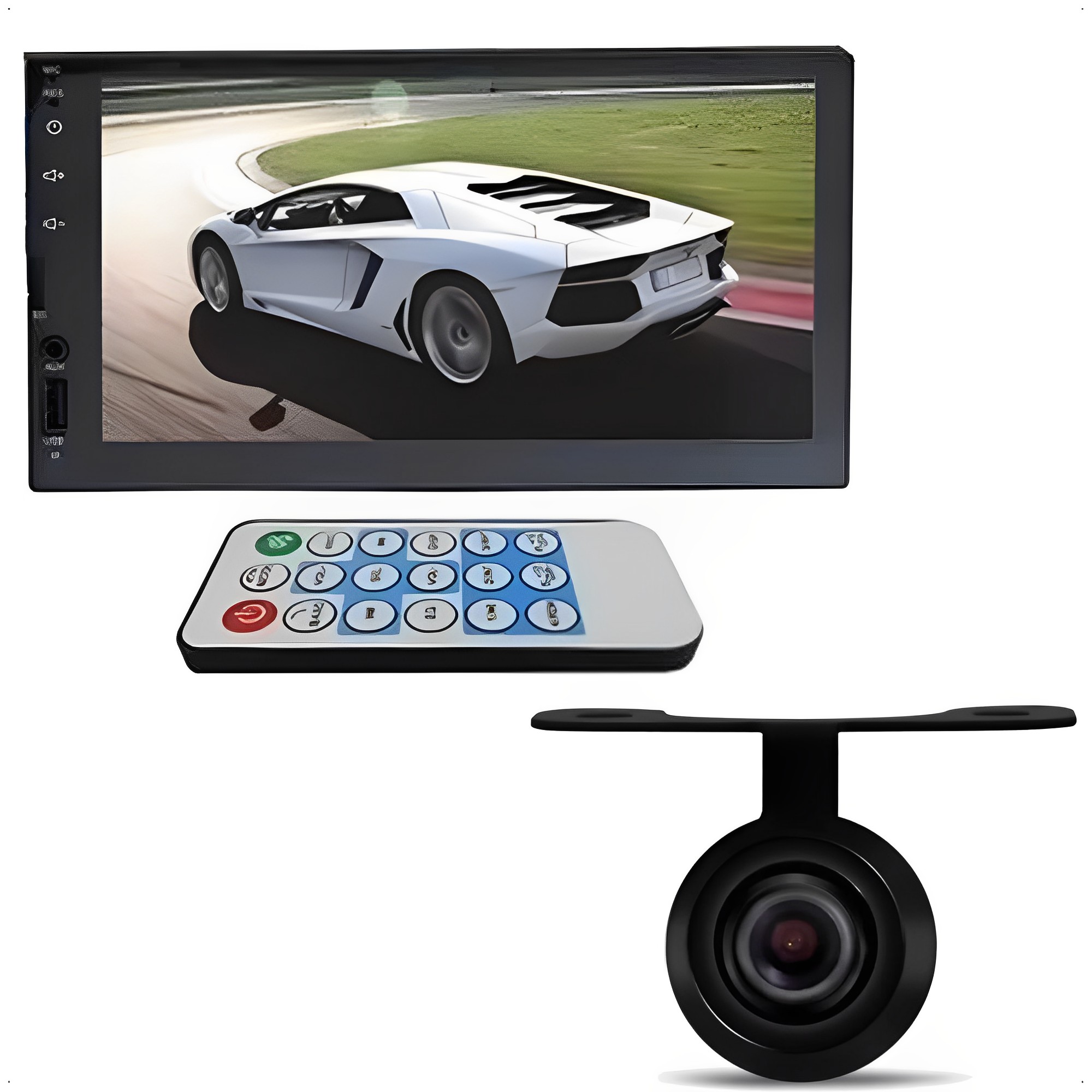 COMP Central Multimídia MP5 2 Din  7" USB/SDCARD/AUX/BT/Espelhamento IOS e Android Full Touch H-Tech + Câmera de Ré