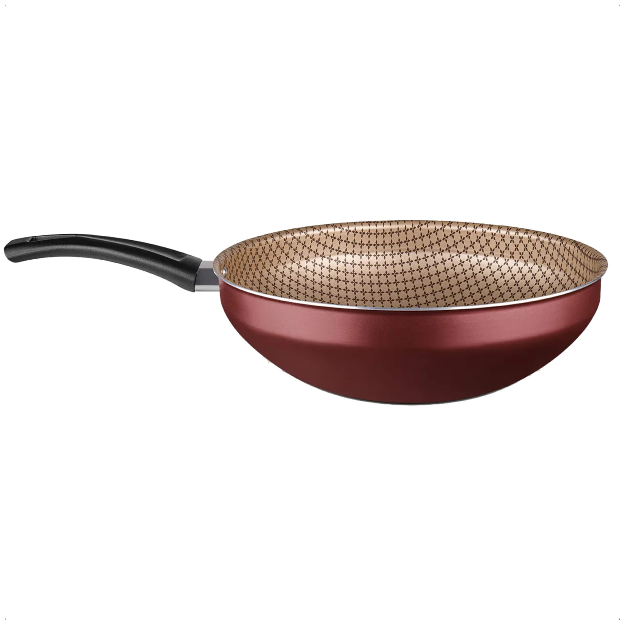 COMP Kit Panela Frigideira Wok Antiaderente 4,3 Litros Cereja MTA + Espátula Tramontina