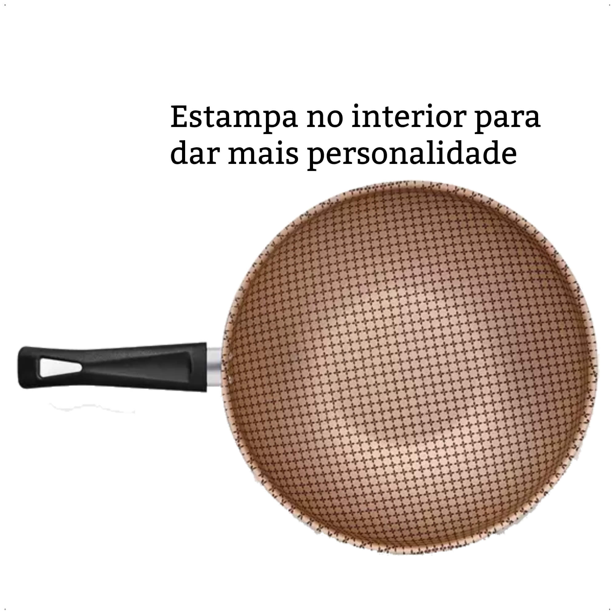 COMP Kit Panela Frigideira Wok Antiaderente 4,3 Litros Cereja MTA + Espátula Tramontina