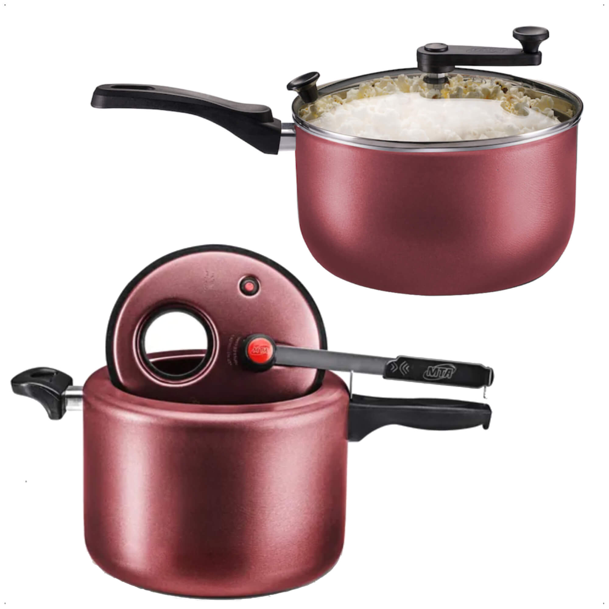 COMP Kit Panela de Pressão 4,5L Cereja MTA + Pipoqueira Cereja Antiaderente