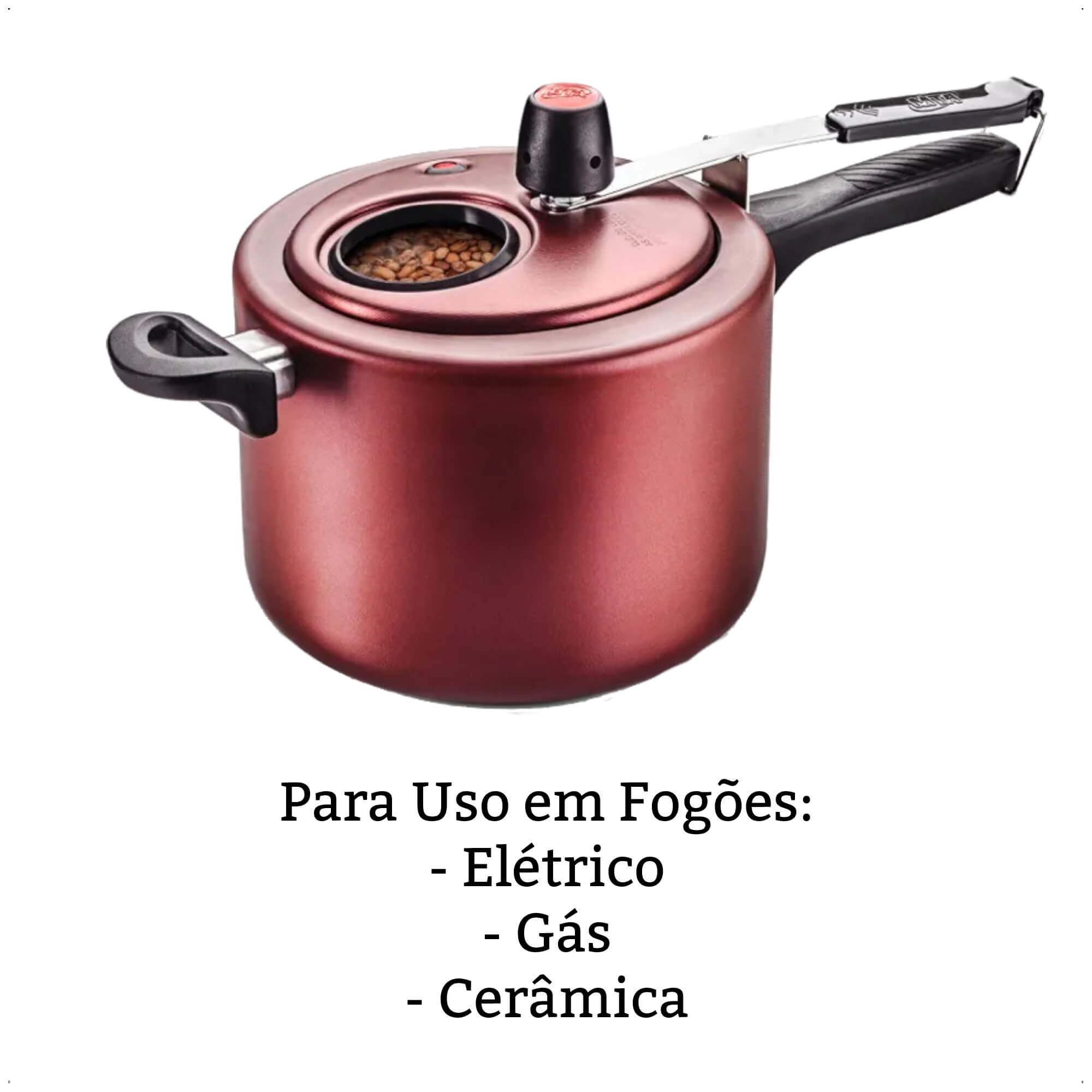 COMP Kit Panela de Pressão 4,5L Cereja MTA + Pipoqueira Cereja Antiaderente