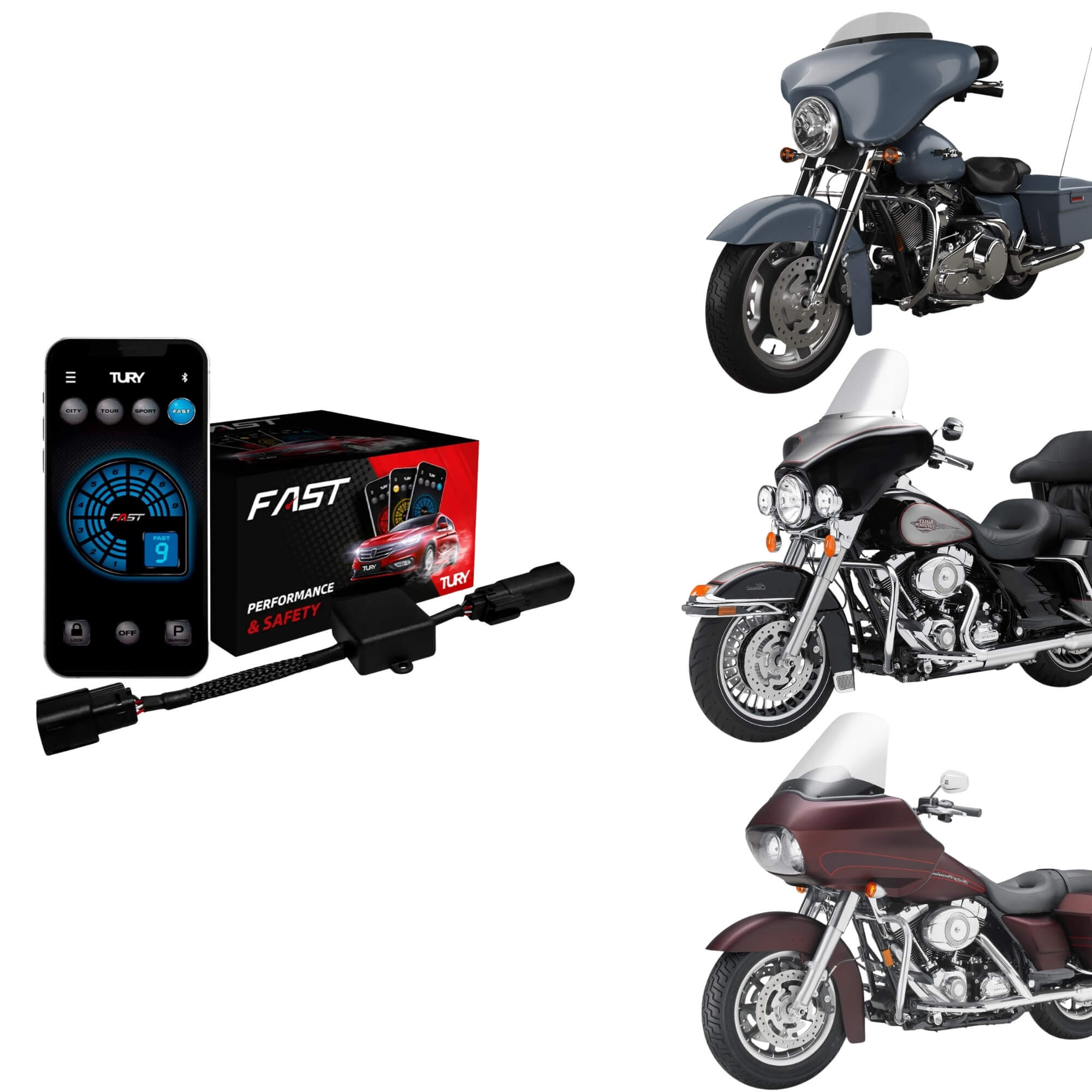 Módulo de Aceleração para Motos Street/Electra/Road Glide e Road King Tury - FAST_IP_3.3F
