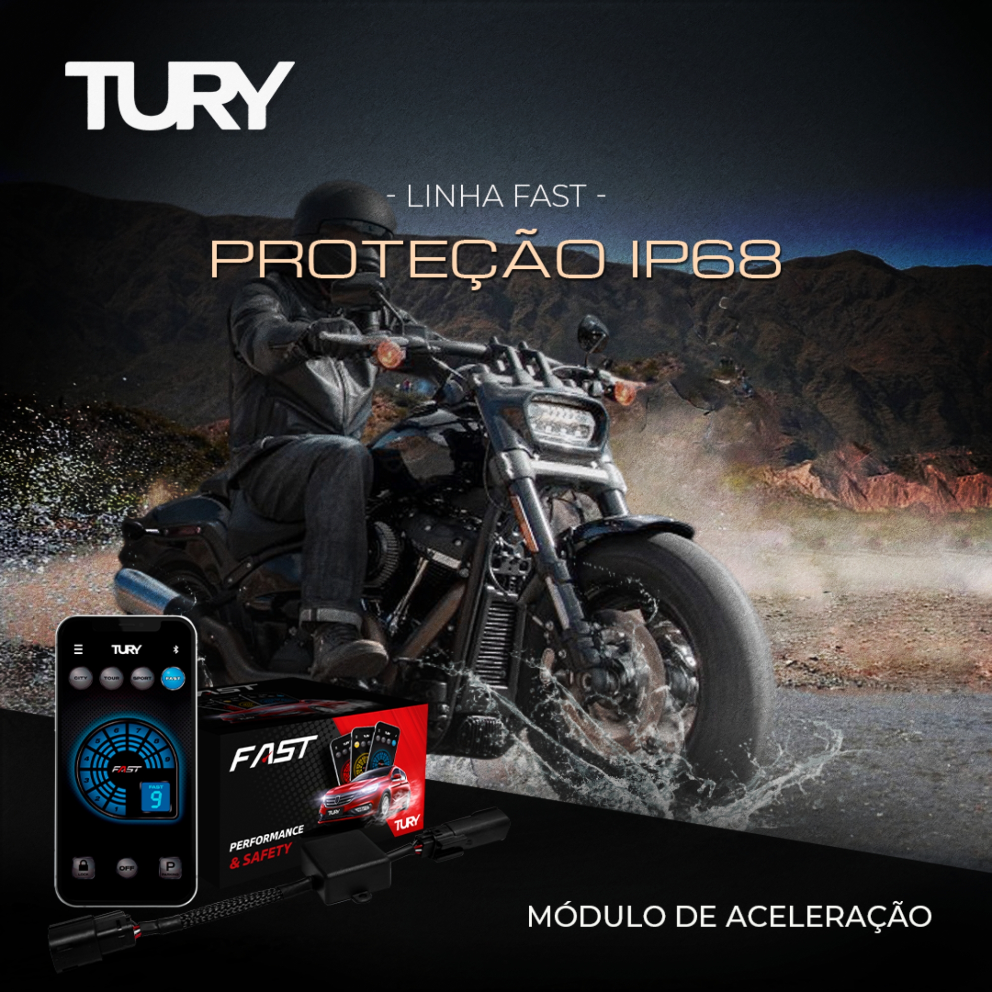 Módulo de Potência para Motos Softail Slim/Electra Glide/Road Glide/King/Street Tury-FAST_IP_3.3H