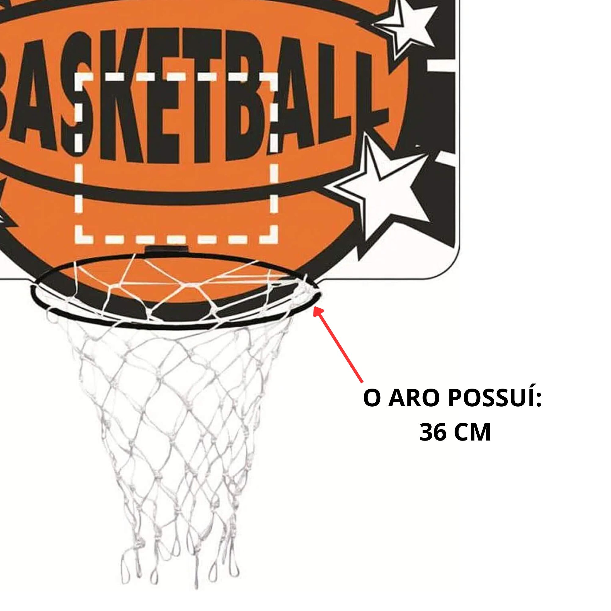 COMP Kit Tabela de Basquete Infantil em MDF Ótima Fixação +6 Anos Xalingo + Bola de Basquete Laranja