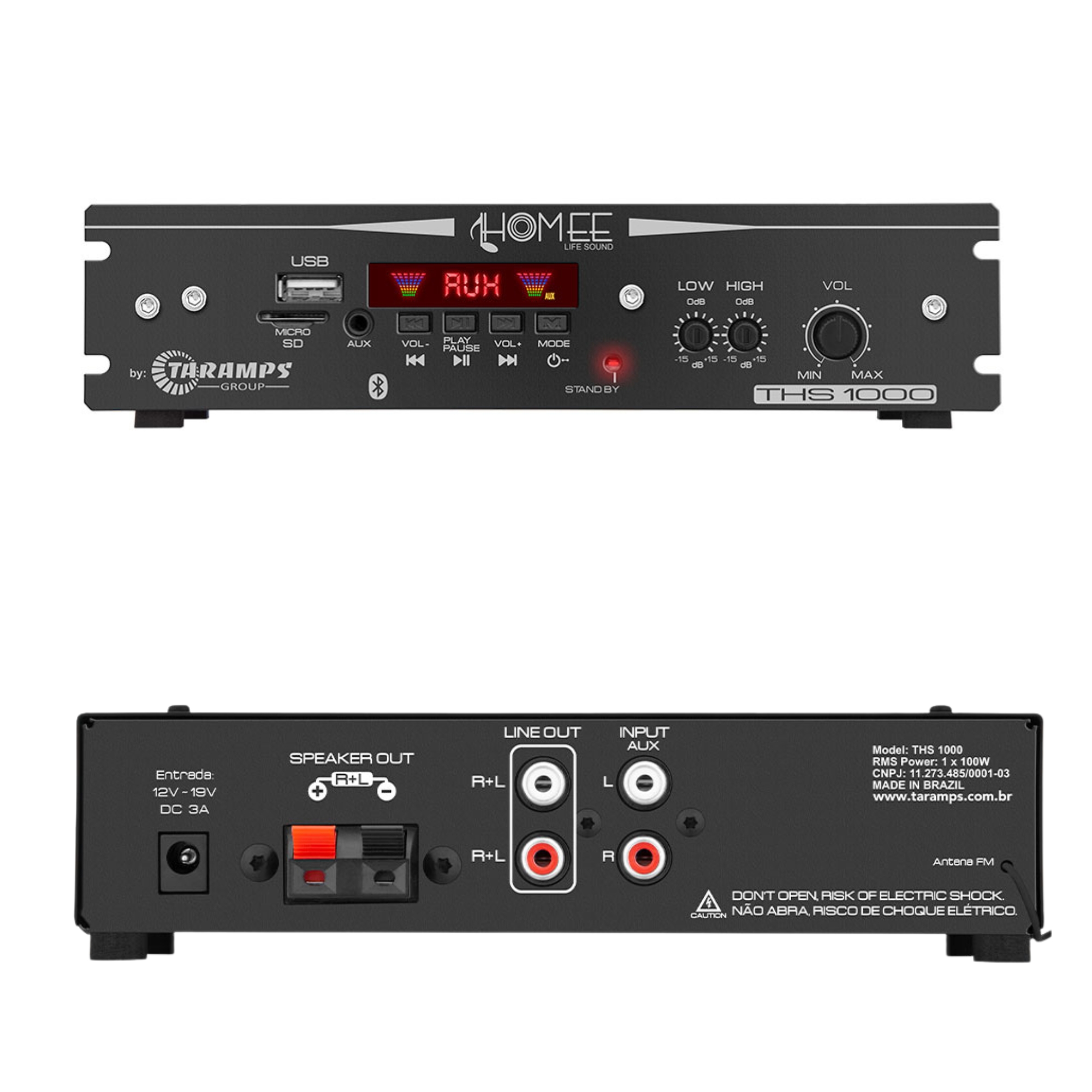 Amplificador Receiver 100W RMS Som Ambiente USB RCA Classe D Bivolt Ths-1000 Taramps - 901338