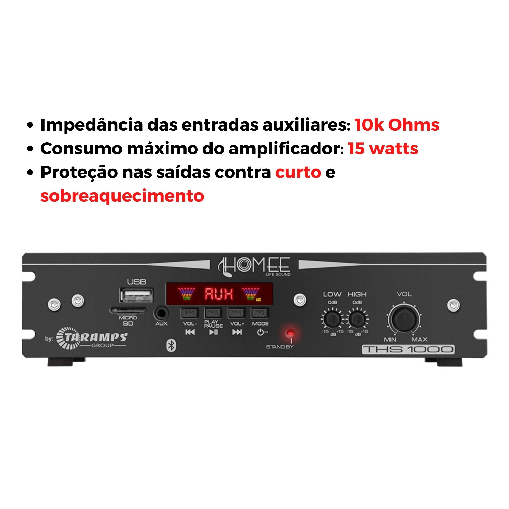 Amplificador Receiver 100W RMS Som Ambiente USB RCA Classe D Bivolt Ths-1000 Taramps - 901338