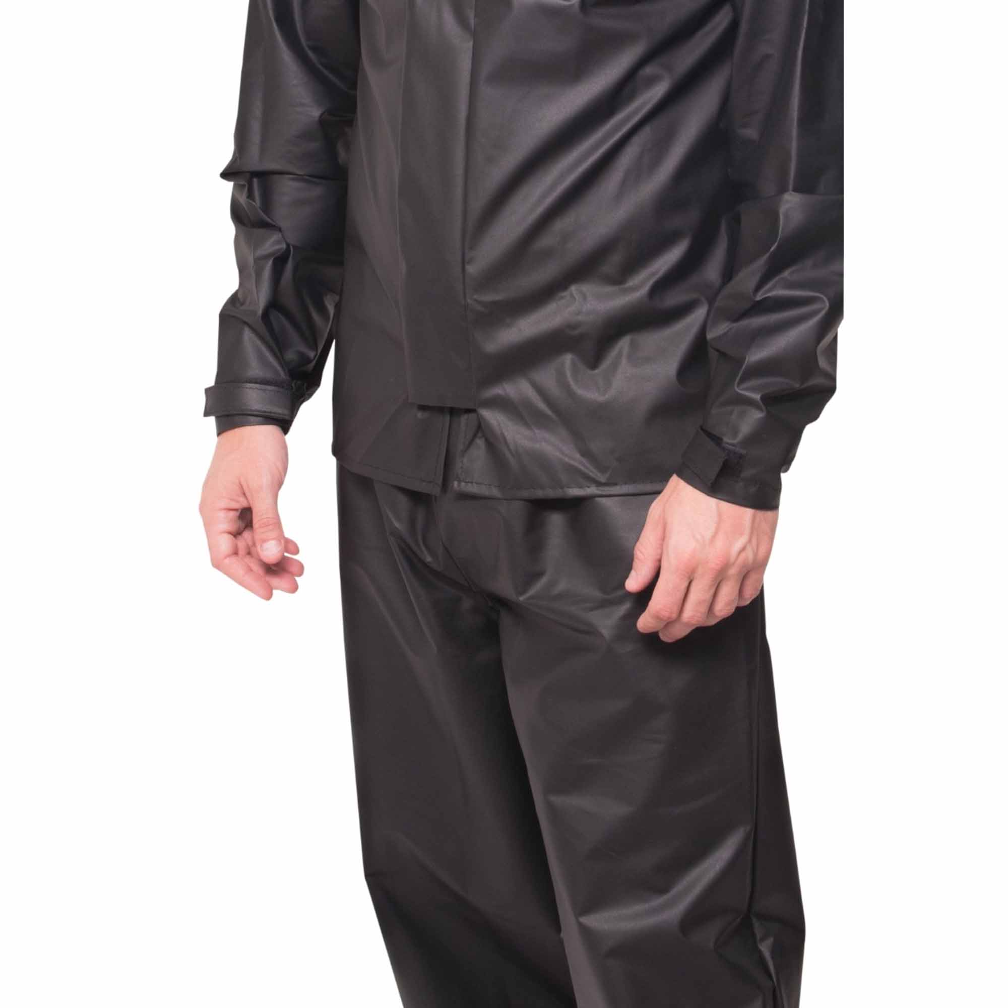 Conjunto Capa de Chuva Pvc M Combate c/ Capuz Masculino Refletiva Zíper Pioneira 2901-M-PRE-M