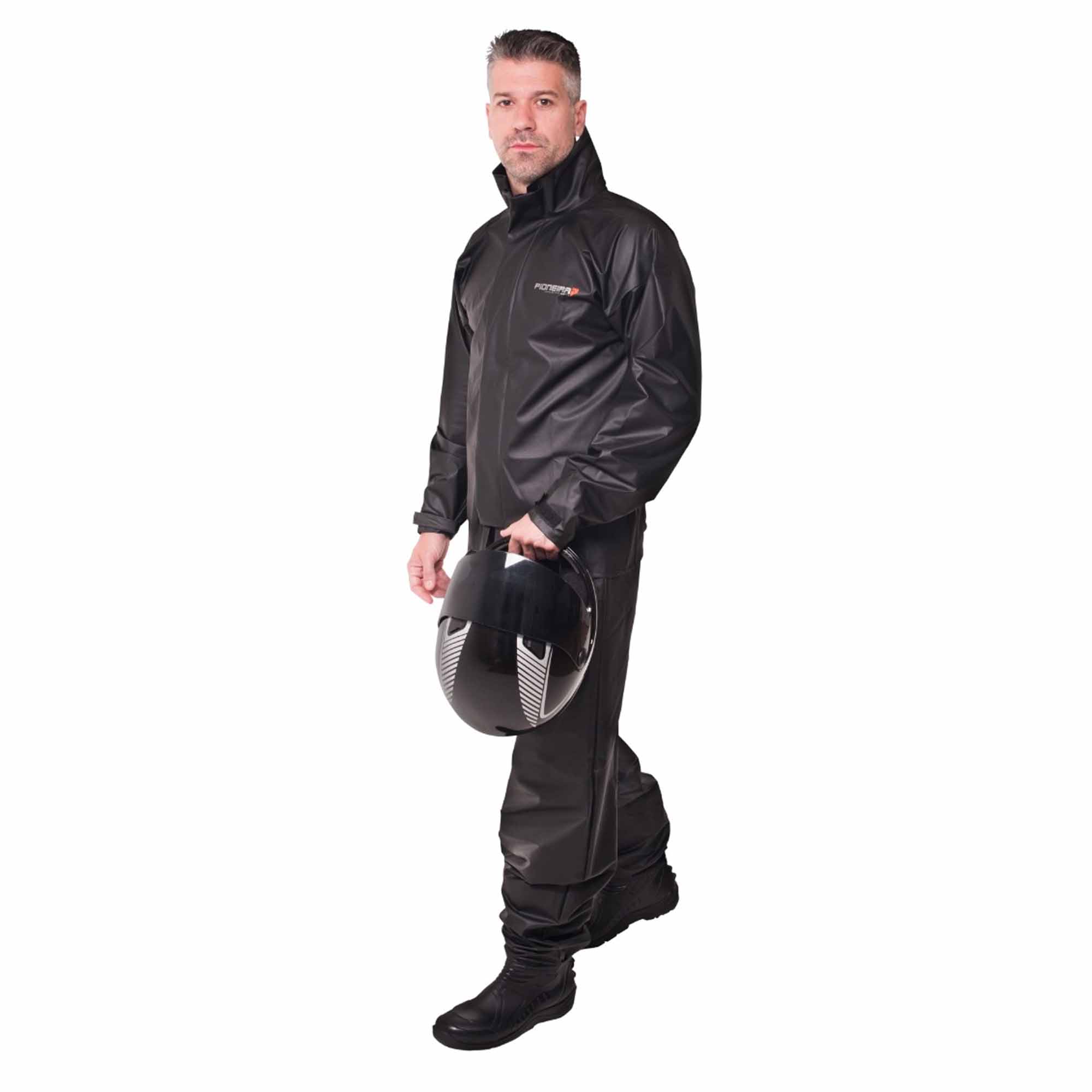 Conjunto Capa de Chuva Pvc XG Combate c/ Capuz Masculino Refletiva Zíper Pioneira 2901-M-PRE-XG