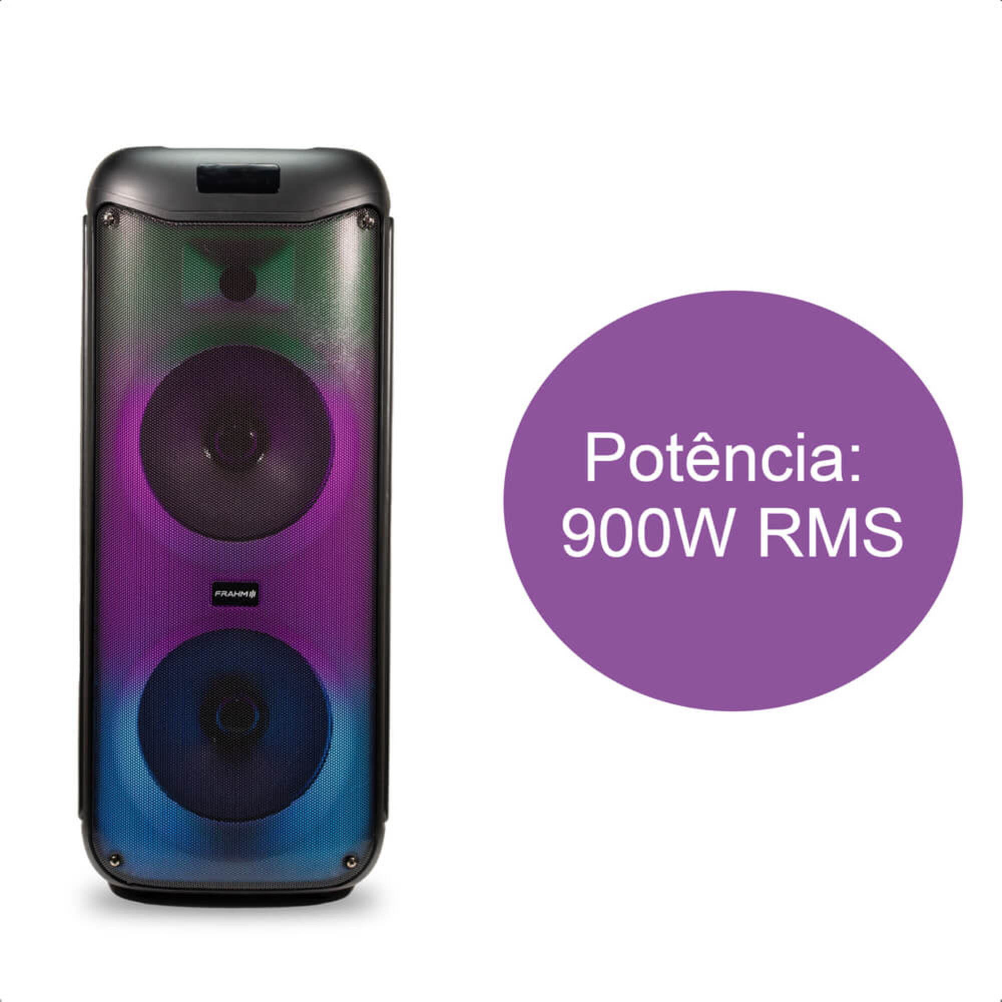Caixa De Som Multiuso Lumi Tower 900W Alto-Falantes 8 Pol Bluetooth USB P10 Frahm - LT 900ca
