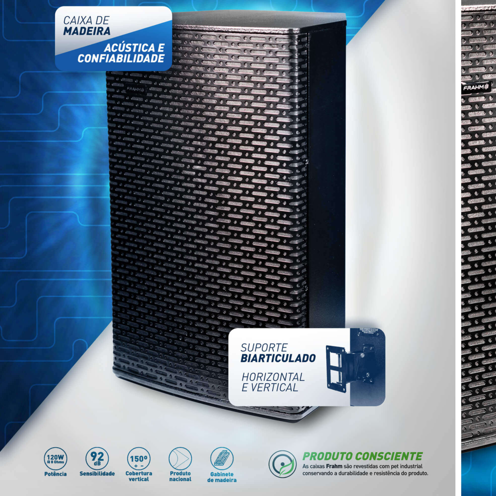 Par de Caixa Acústica Passiva GR 8 M 120W RMS Frahm - 32247