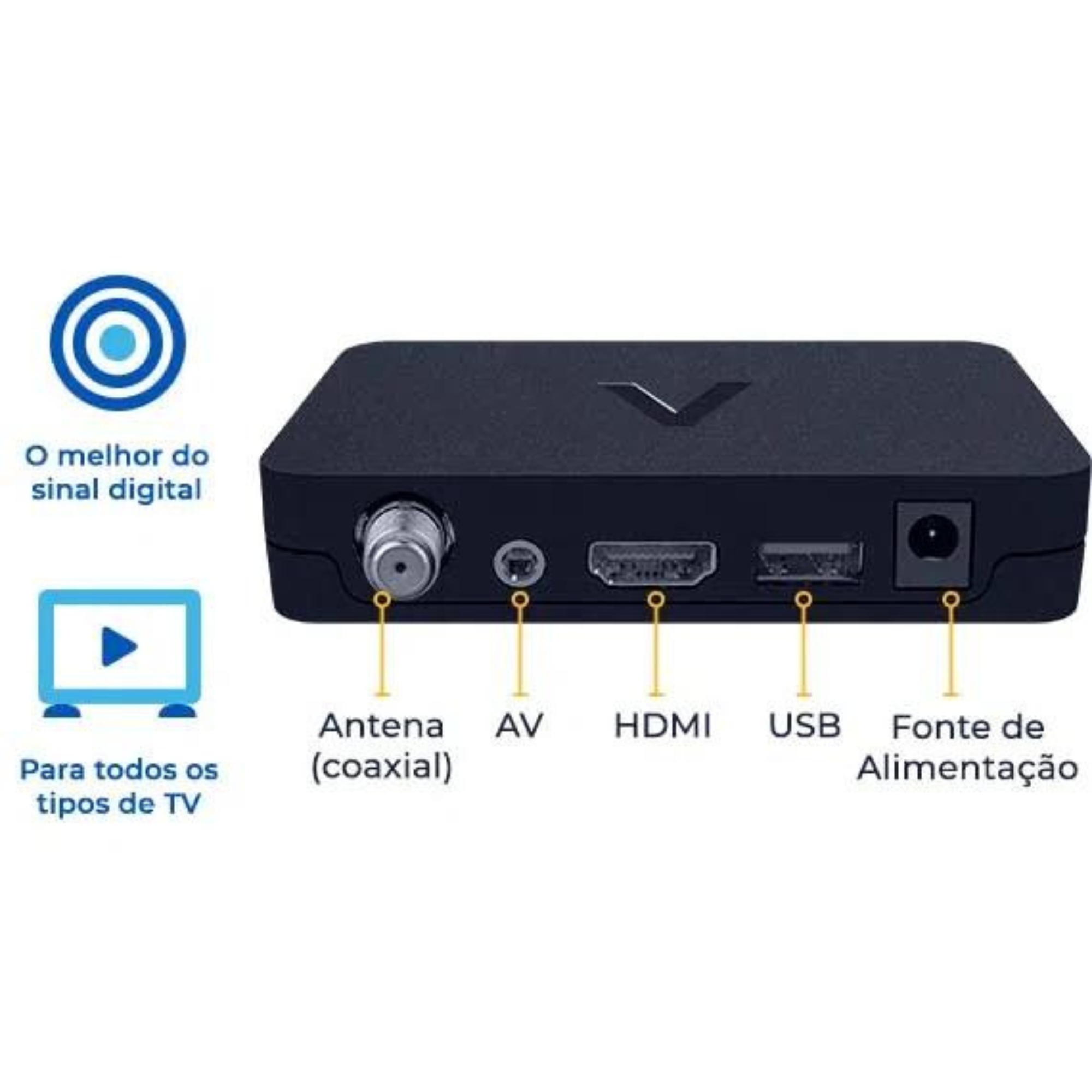 Conversor e Gravador digital Full HD Preto AQUARIO - DTV-9000
