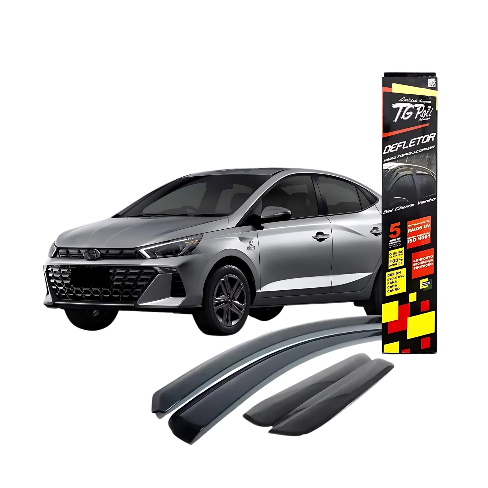 Calha de Chuva Defletor Slim Inteiriça HB20 Sedan 4 Portas 2020 a 2024 TG Poli - TG01100174 25.009