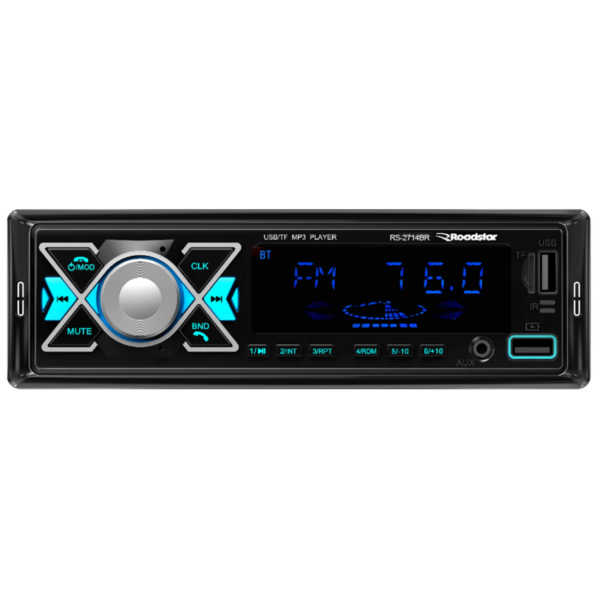 Rádio Som automotivo Bluetooth, USB, FM, Micro SD, Auxiliar, LCD Com Controle Roadstar - RS-2714BR