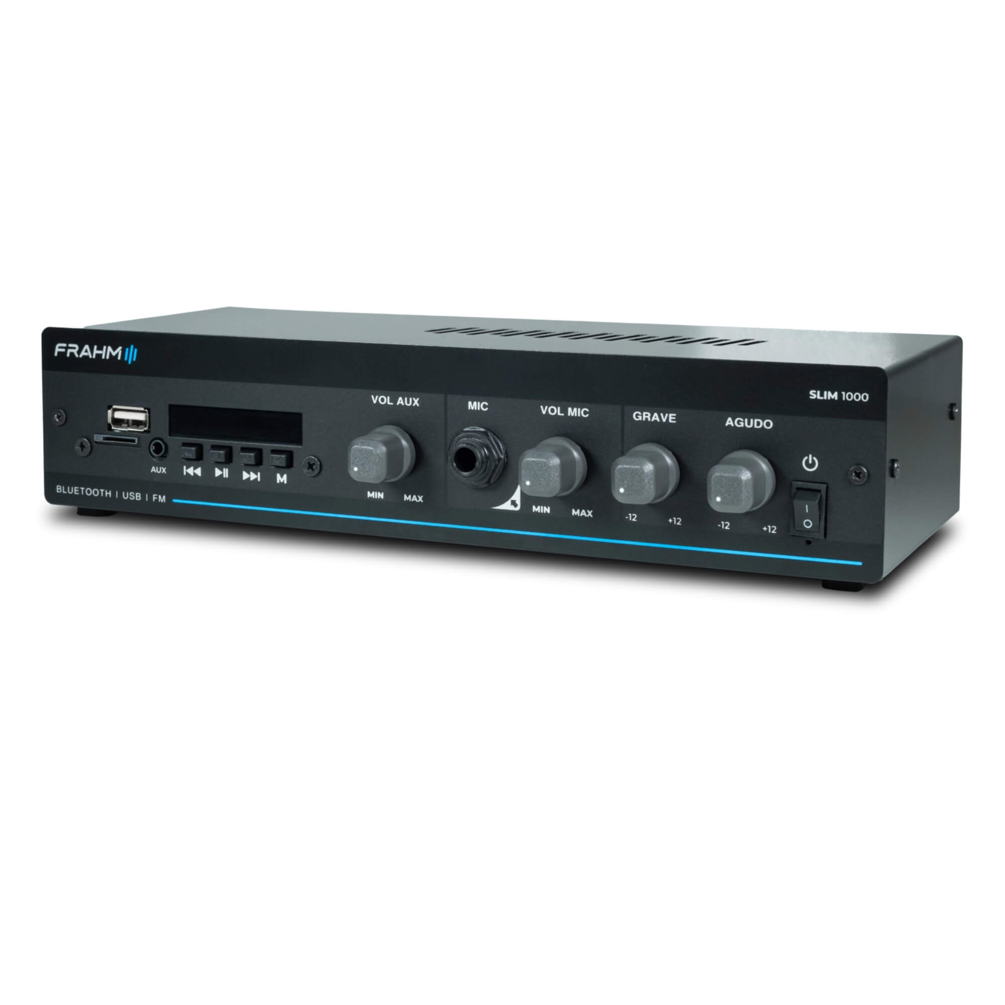 Amplificador Receiver 40W RMS Som Ambiente Frahm SLIM 1000 G5 RCA USB Classe AB - 32101