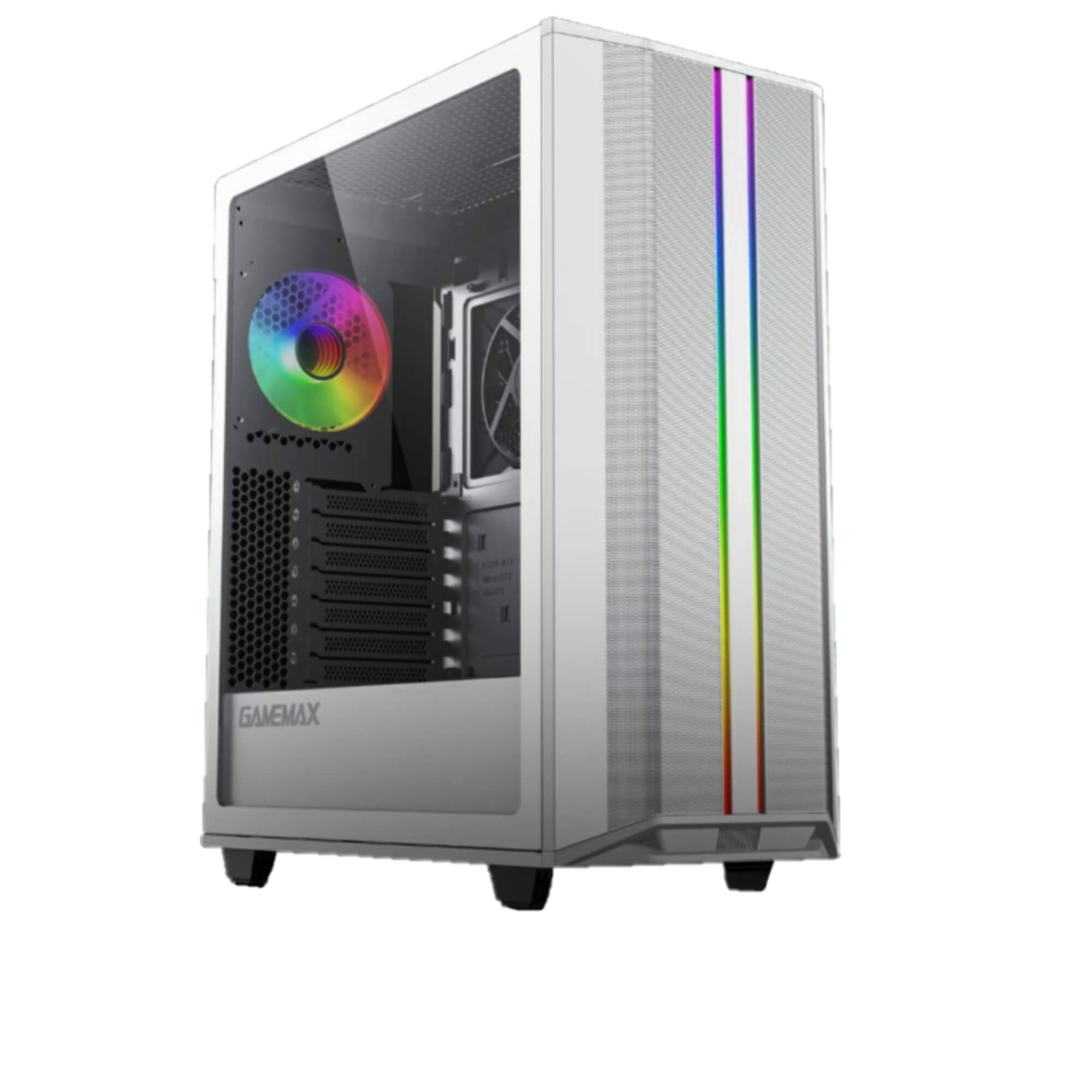 Gabinete Gamer Precision Branco Mid-Tower, Lateral Vidro, LED RGB, E-ATX, 5 Fans Gamemax-8808WT